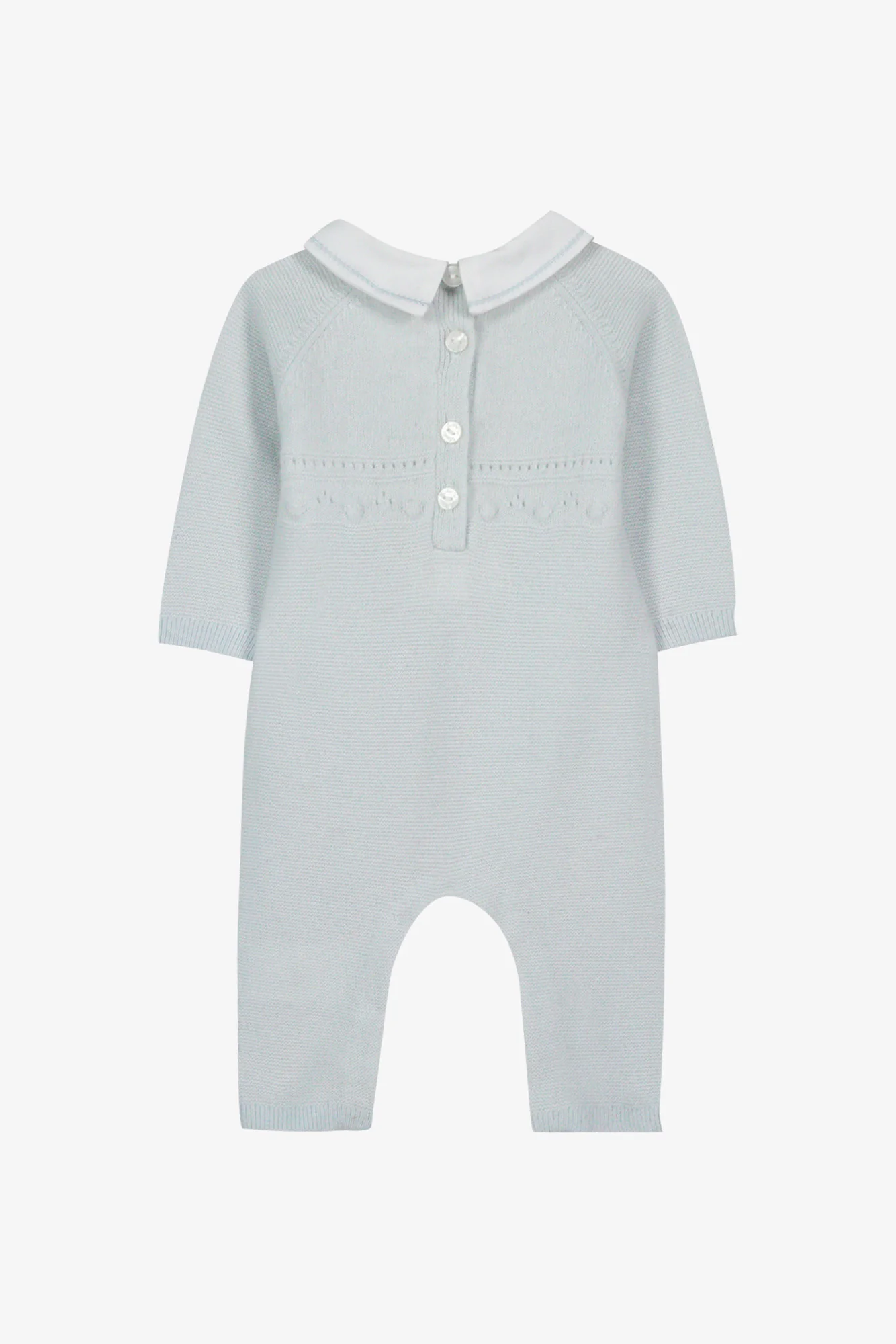 Combinaison longue - Bleu ciel laine col pointu - Image 2