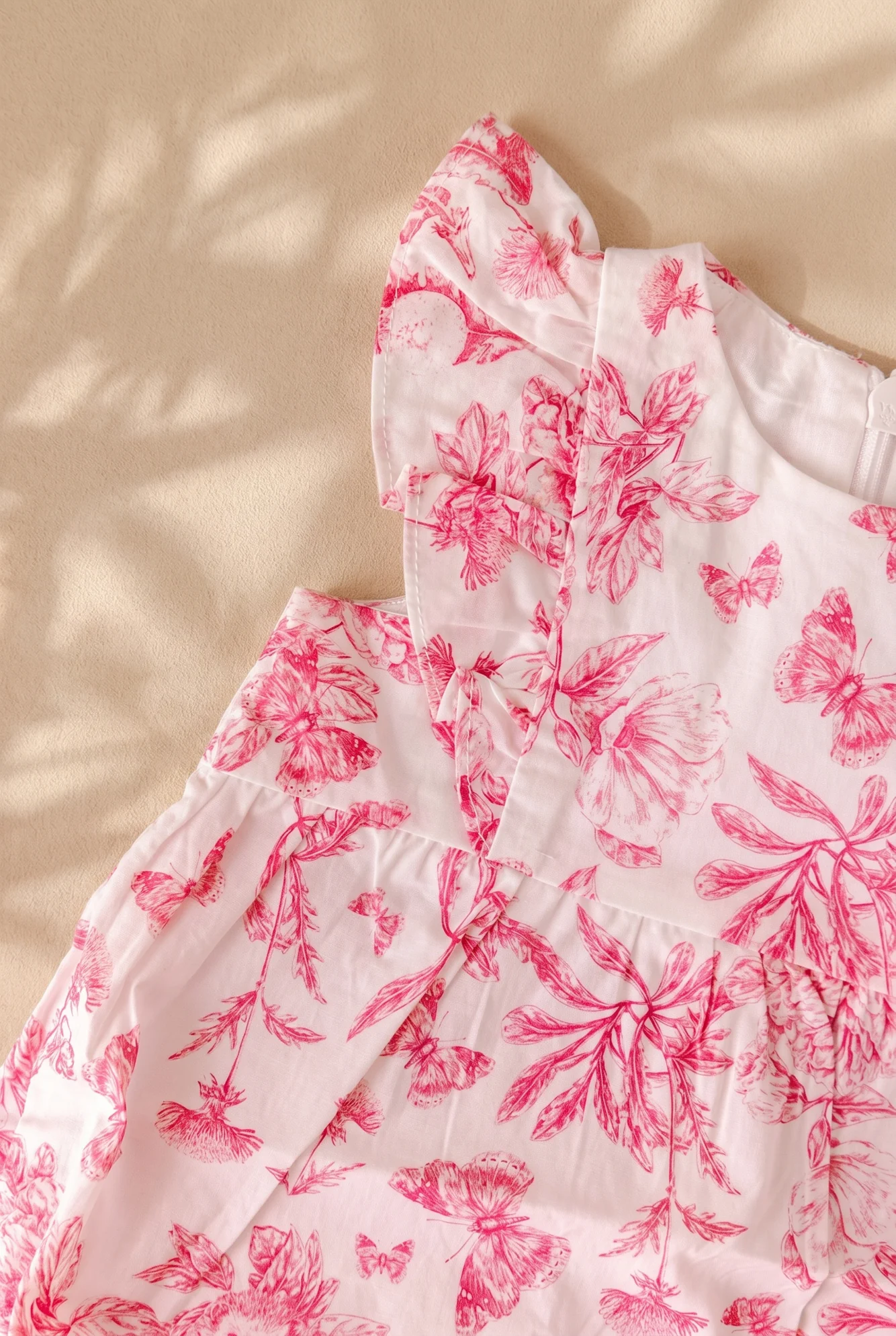 Combinaison courte - Rose coton imprimé inspiration toile de jouy - Image 3