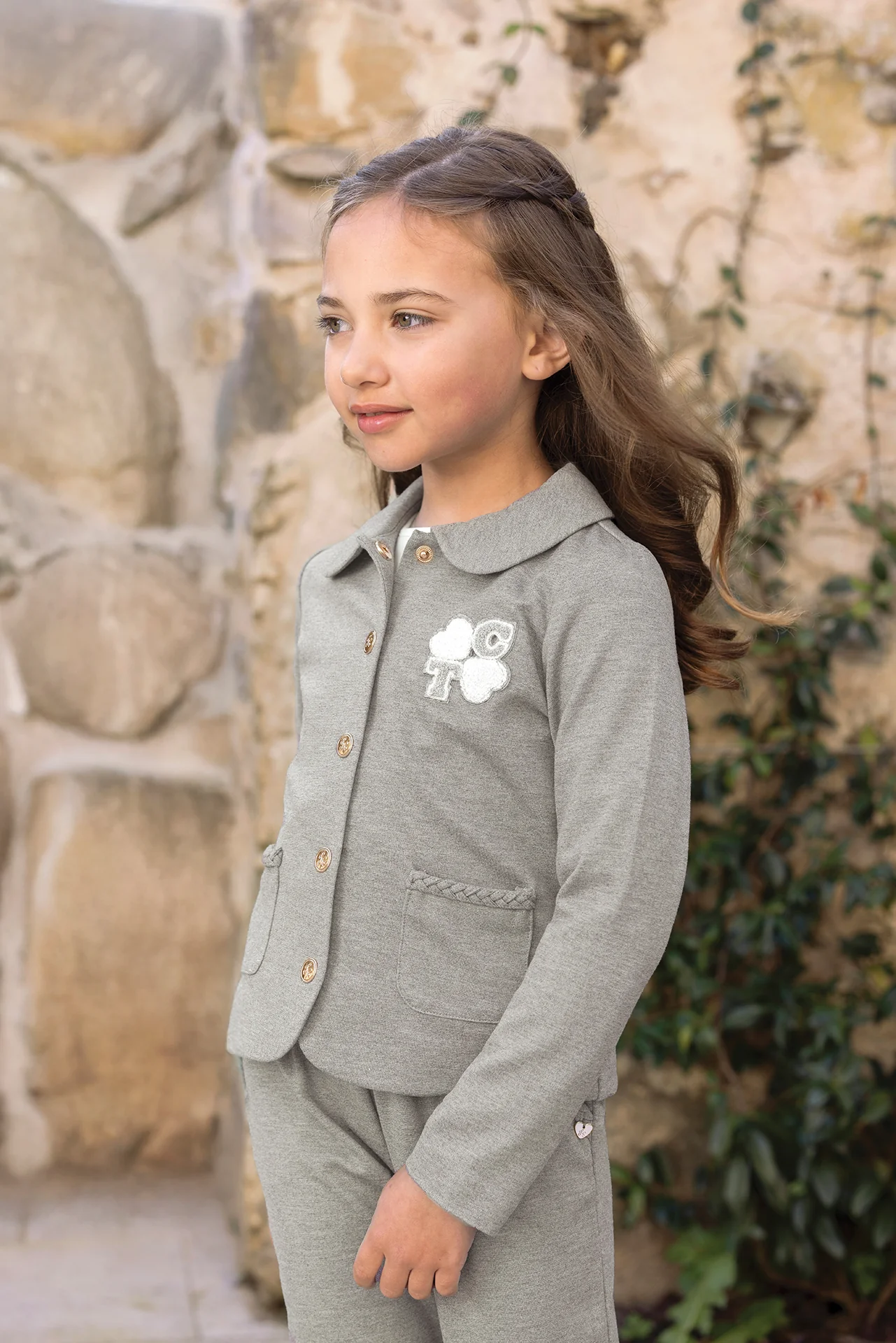 Ensemble de jogging - Gris chiné col claudine