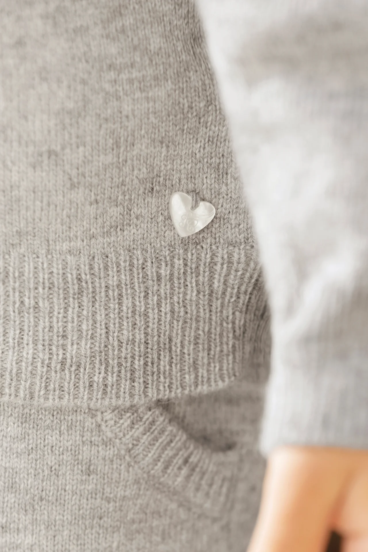 Ensemble Jogging - Gris chiné laine cachemire broderie - Image 4