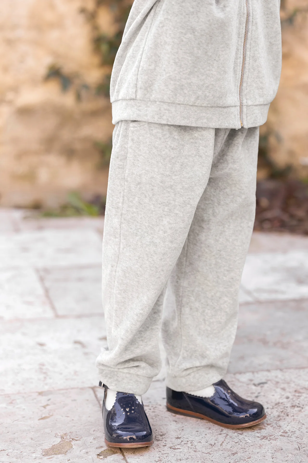 Ensemble Jogging - Gris chiné velours nœuds - Image 3