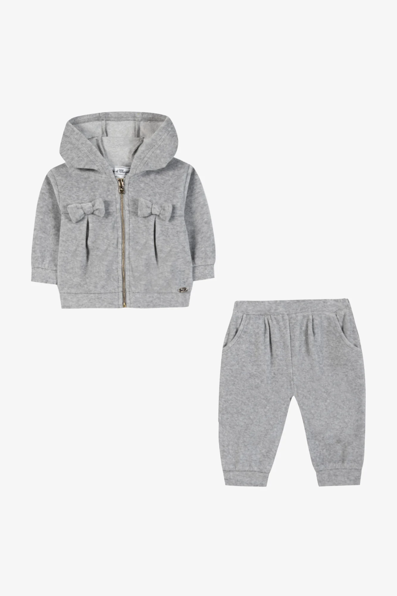Ensemble Jogging - Gris chiné velours nœuds - Image 6