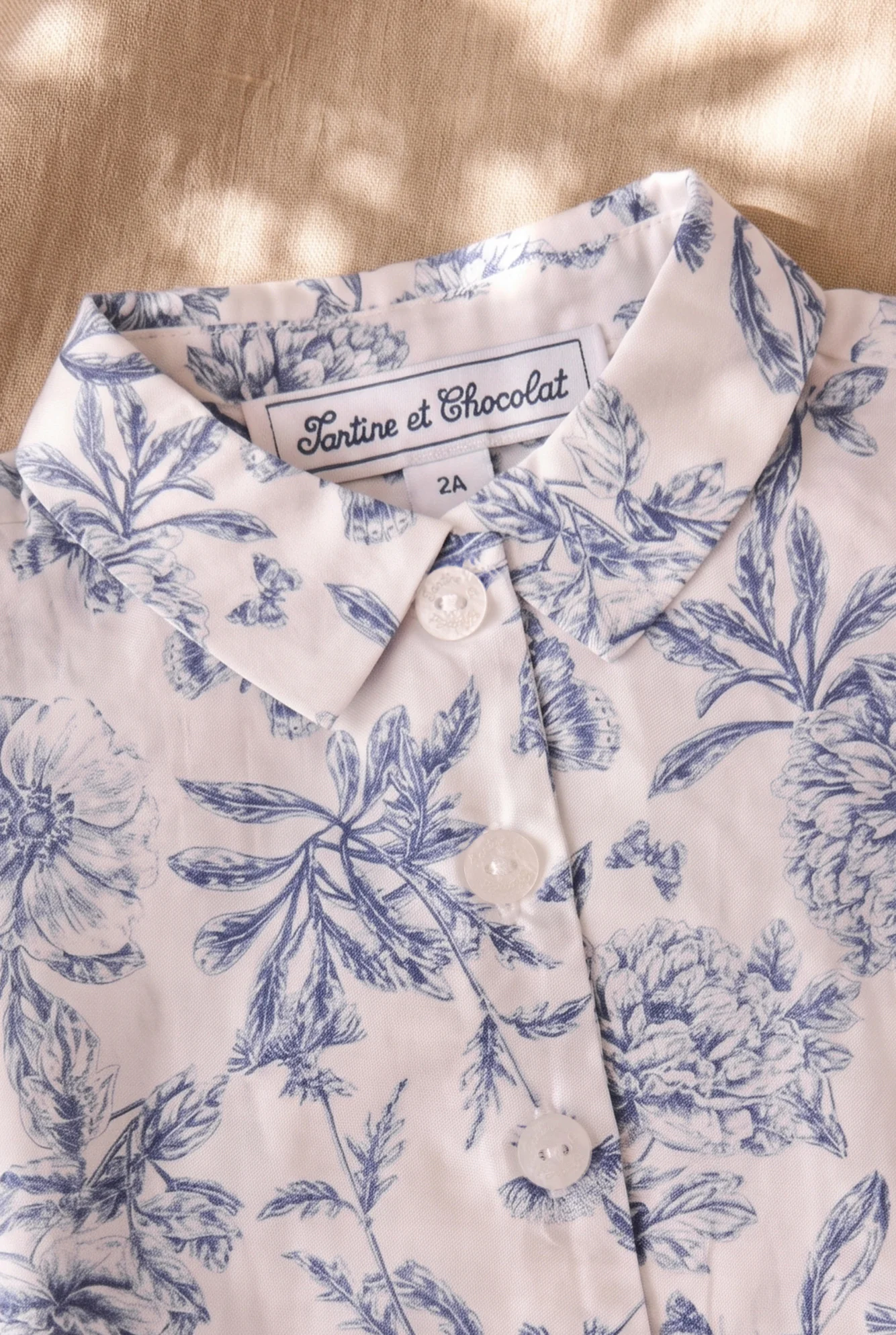 Ensemble long - Bleu coton imprimé inspiration toile de jouy - Image 3