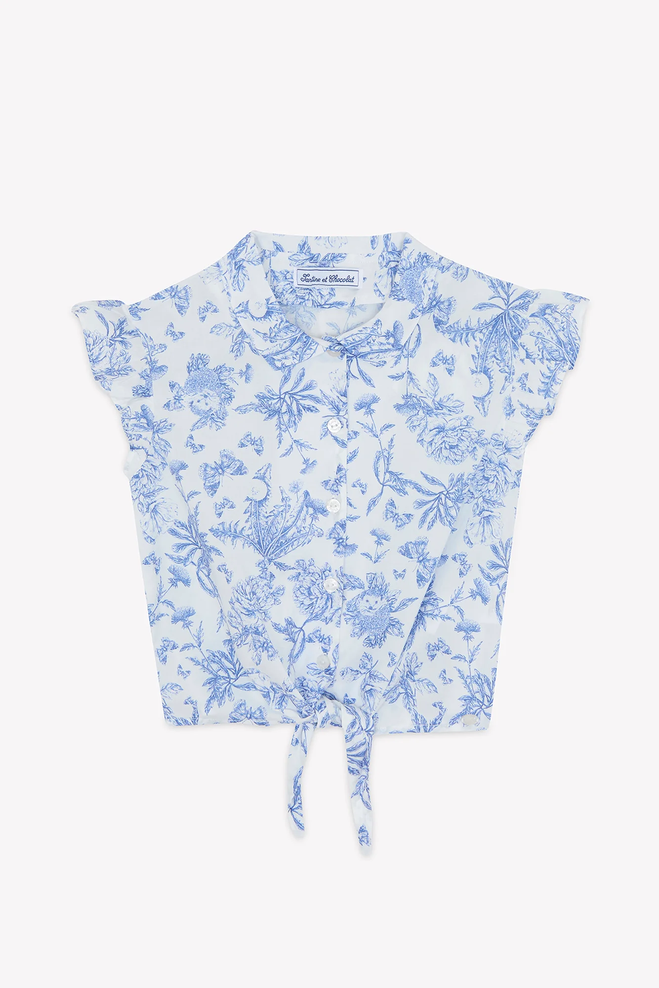 Ensemble long - Bleu coton imprimé inspiration toile de jouy - Image 5