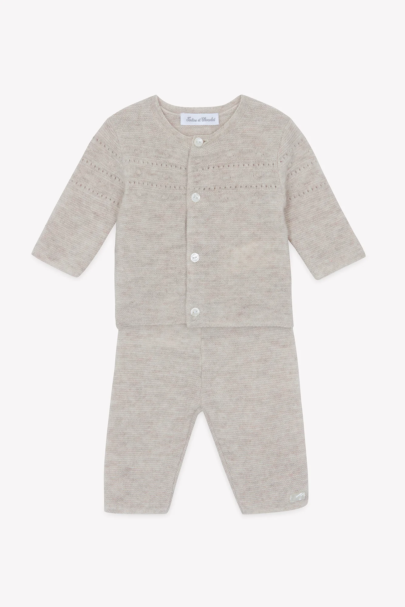 Ensemble long - Ecru laine col rond