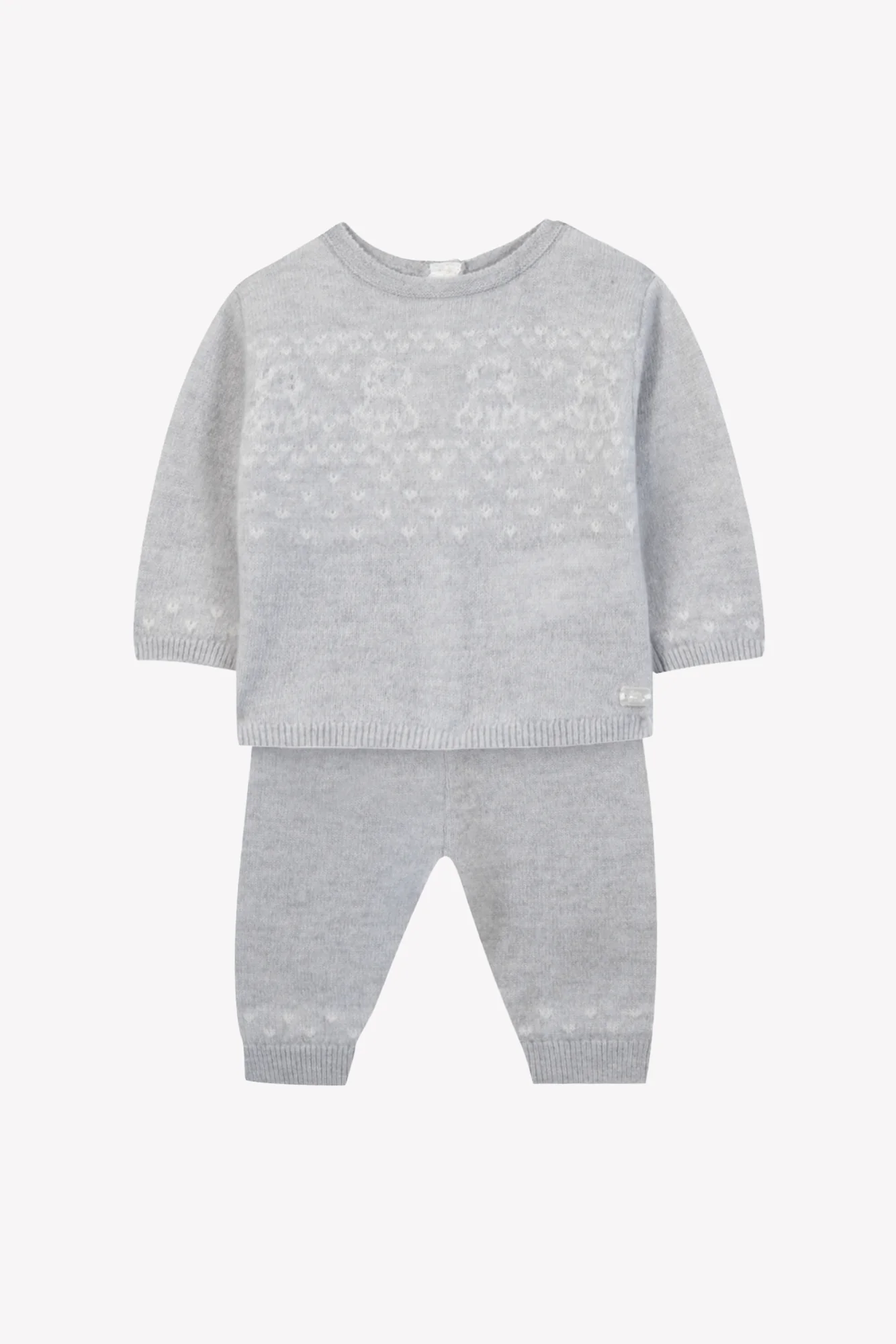 Ensemble long - Gris chiné laine ourson