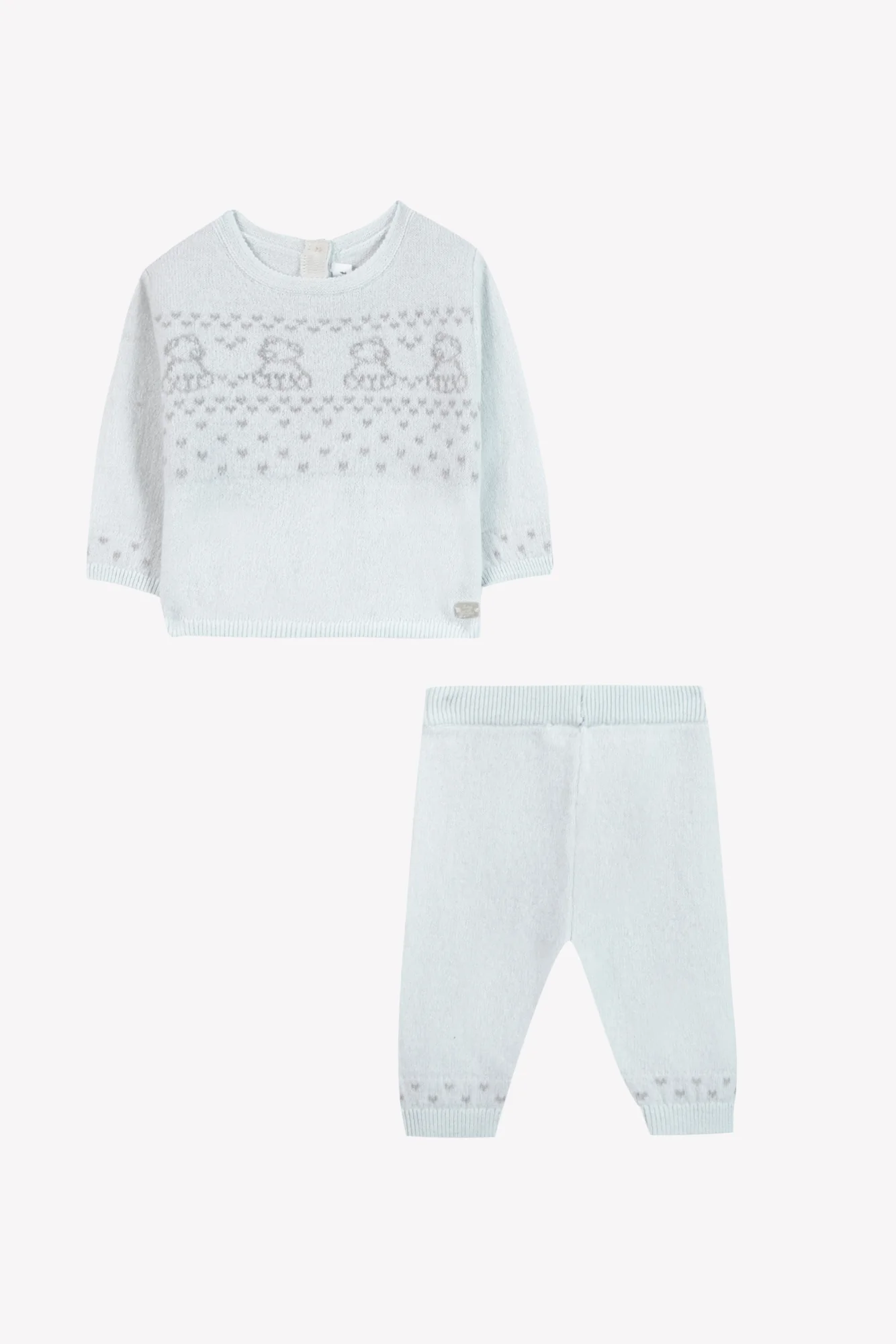 Ensemble long - Bleu ciel laine ourson - Image 2