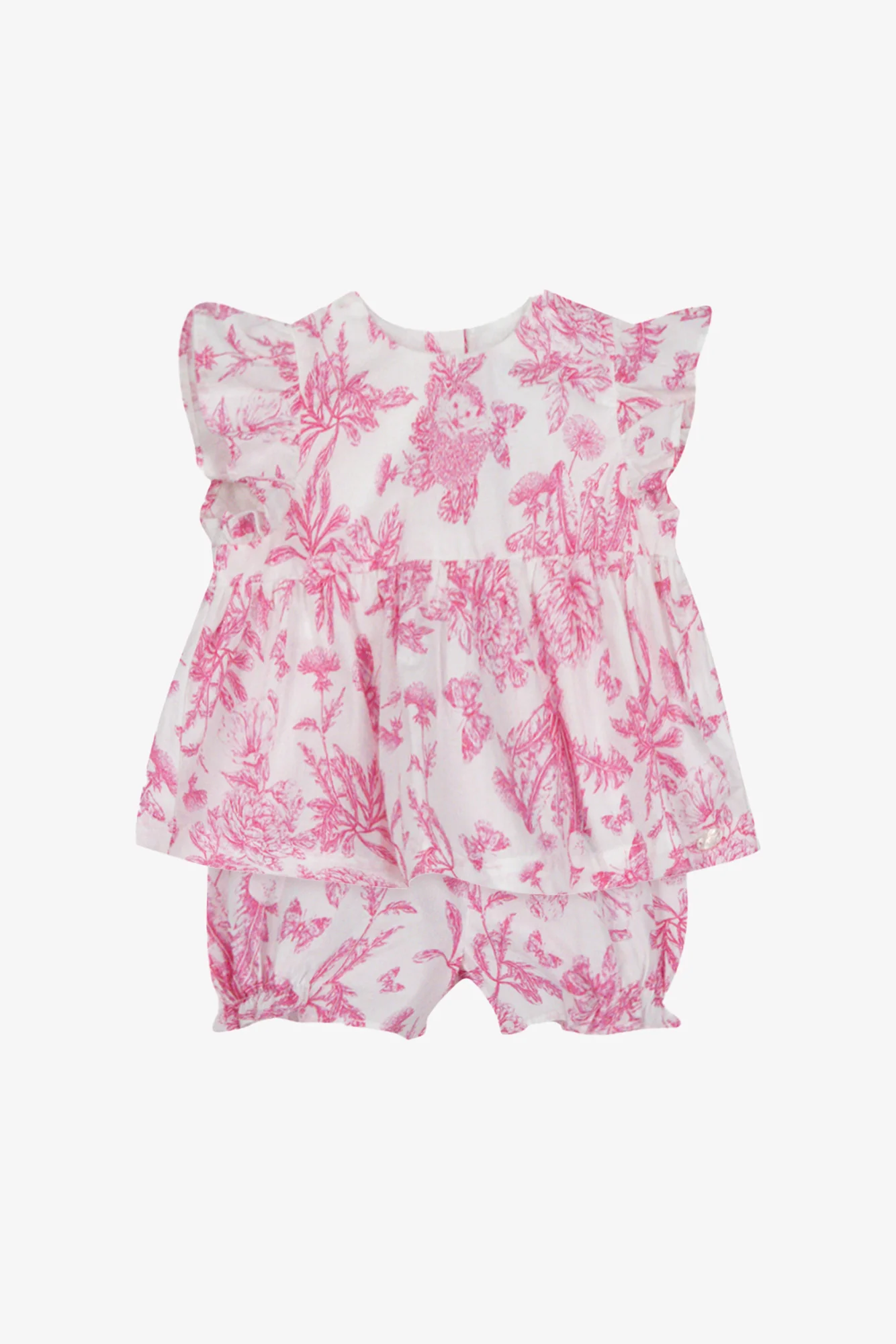 Ensemble court - Rose coton imprimé inspiration toile de jouy - Image 5