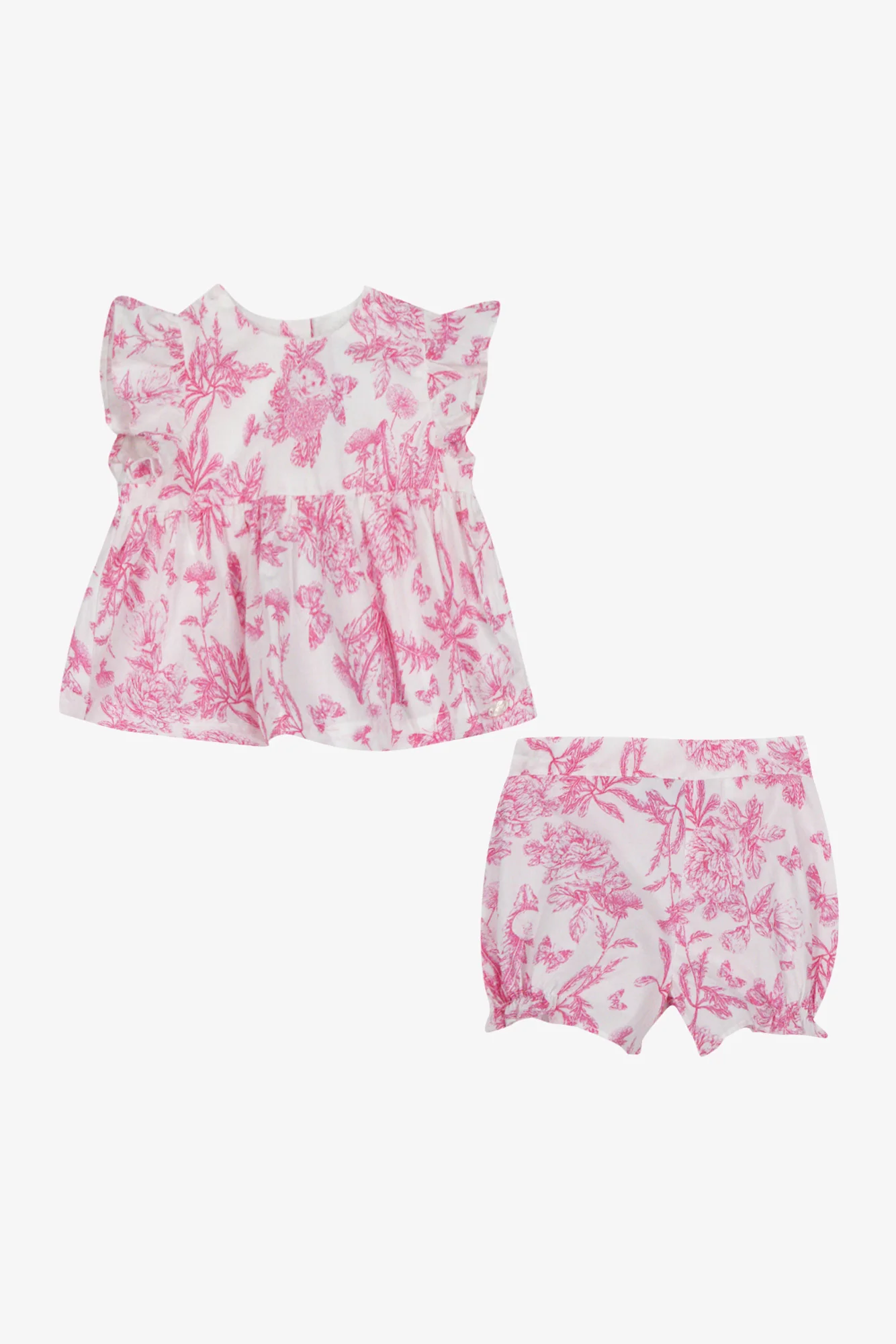 Ensemble court - Rose coton imprimé inspiration toile de jouy - Image 6
