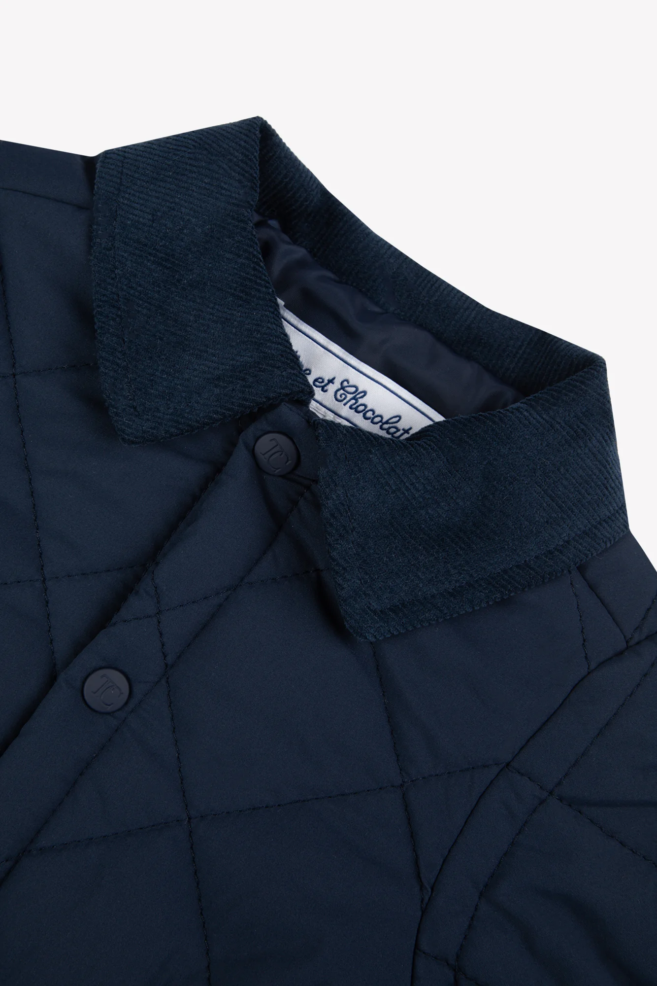 Manteau - Marine coton col pointu matelassé - Image 6