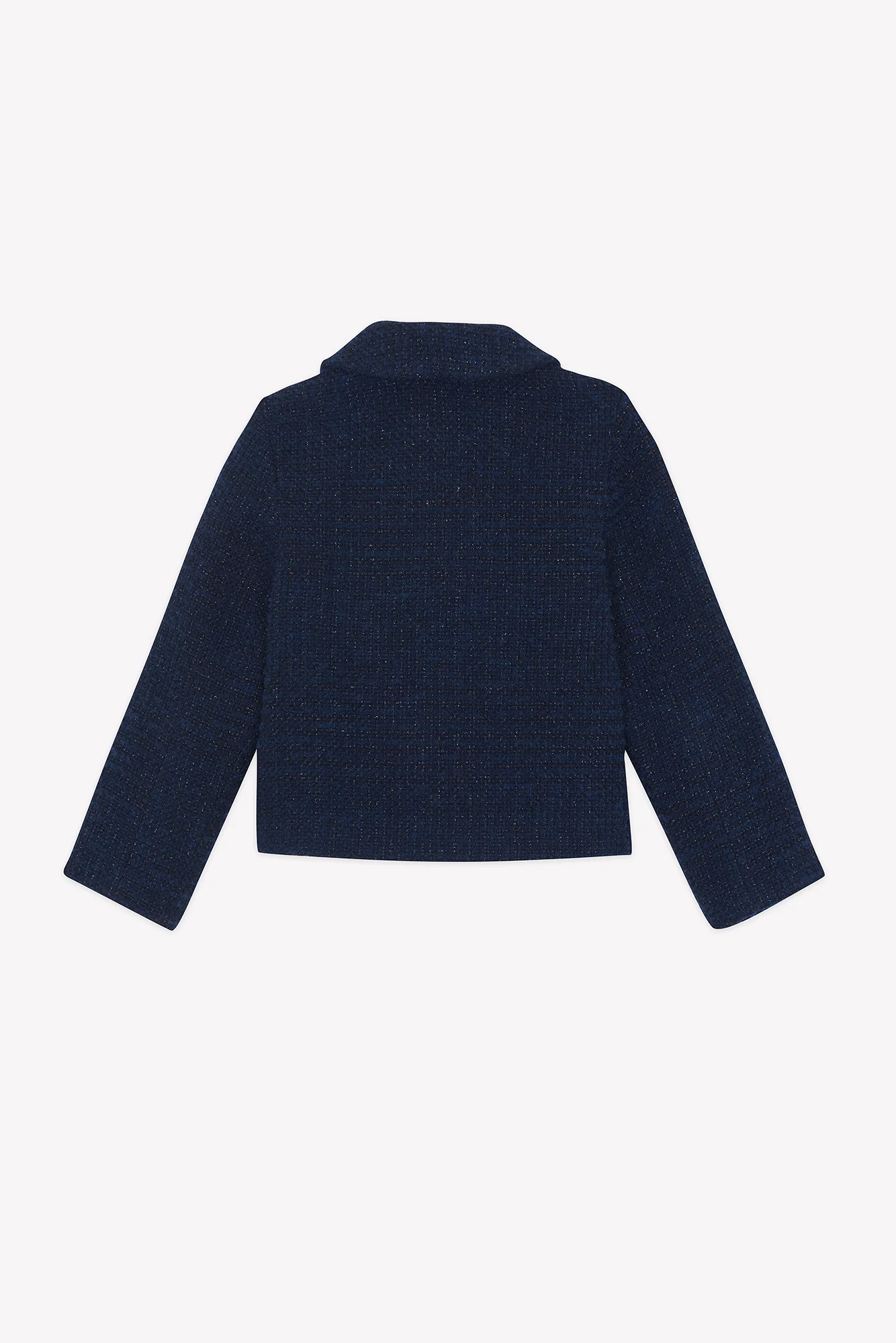 Veste - Marine col claudine tweed boutons dorés - Image 5