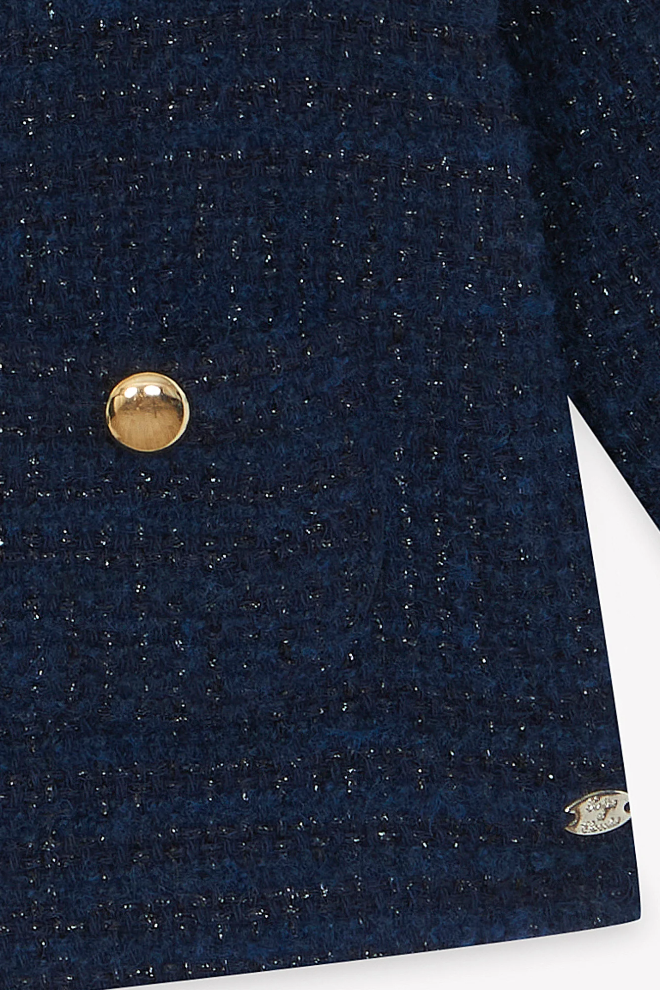 Veste - Marine col claudine tweed boutons dorés - Image 6