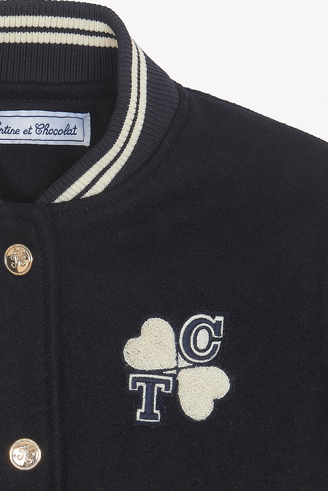 Veste - Marine laine teddy rayures - Image 3