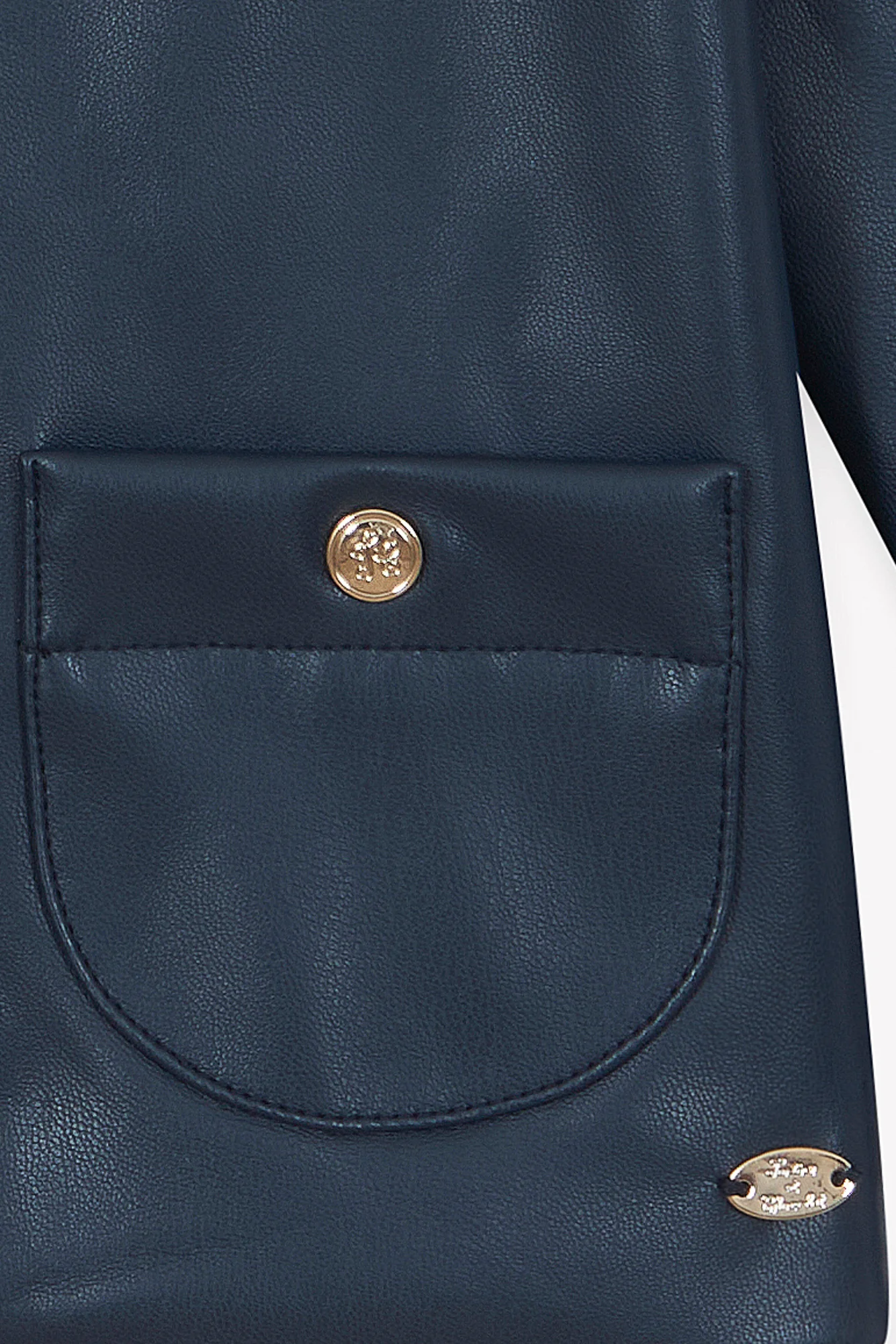 Veste - Marine simili cuir col claudine - Image 3