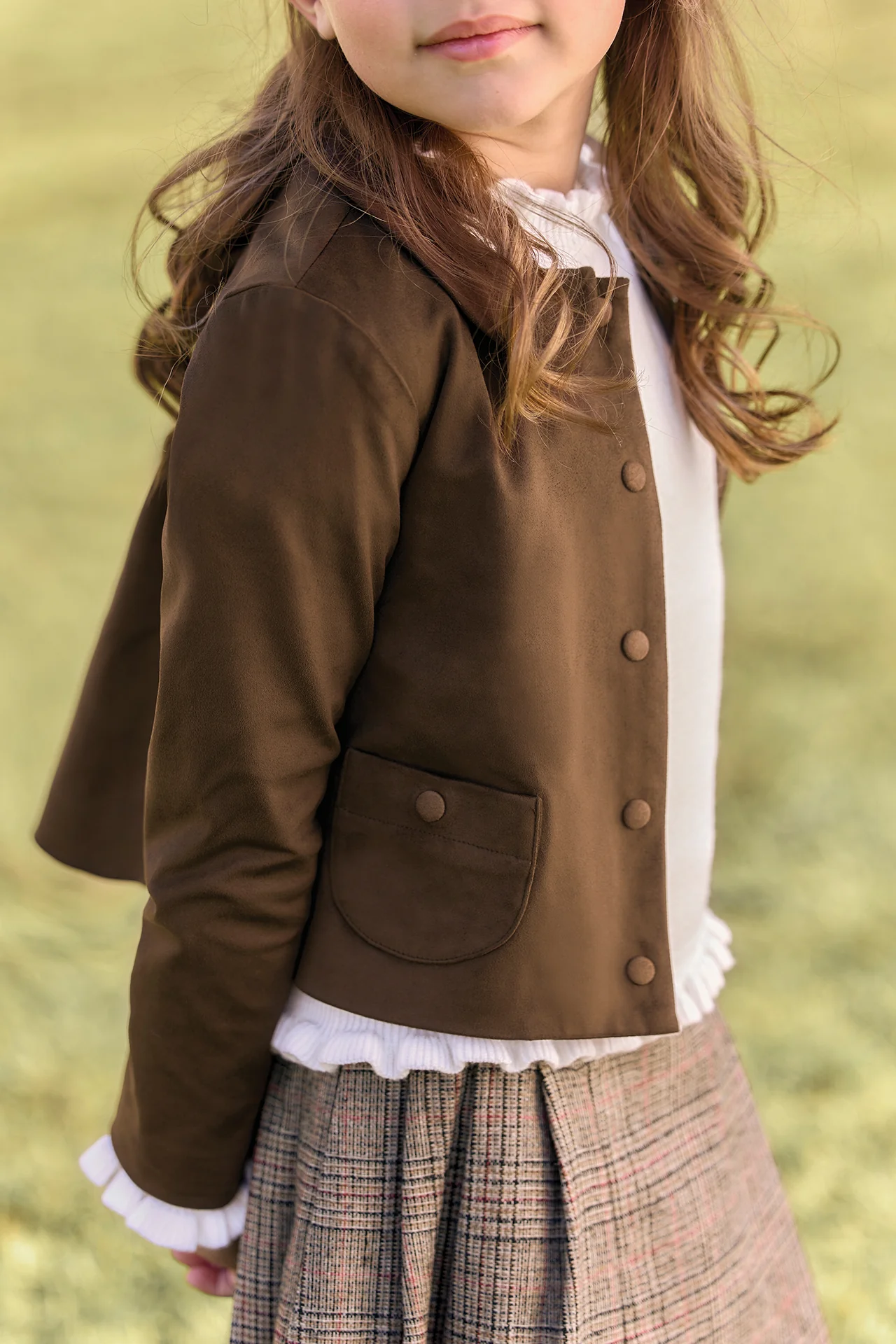 Veste - Brun col claudine col claudine - Image 3
