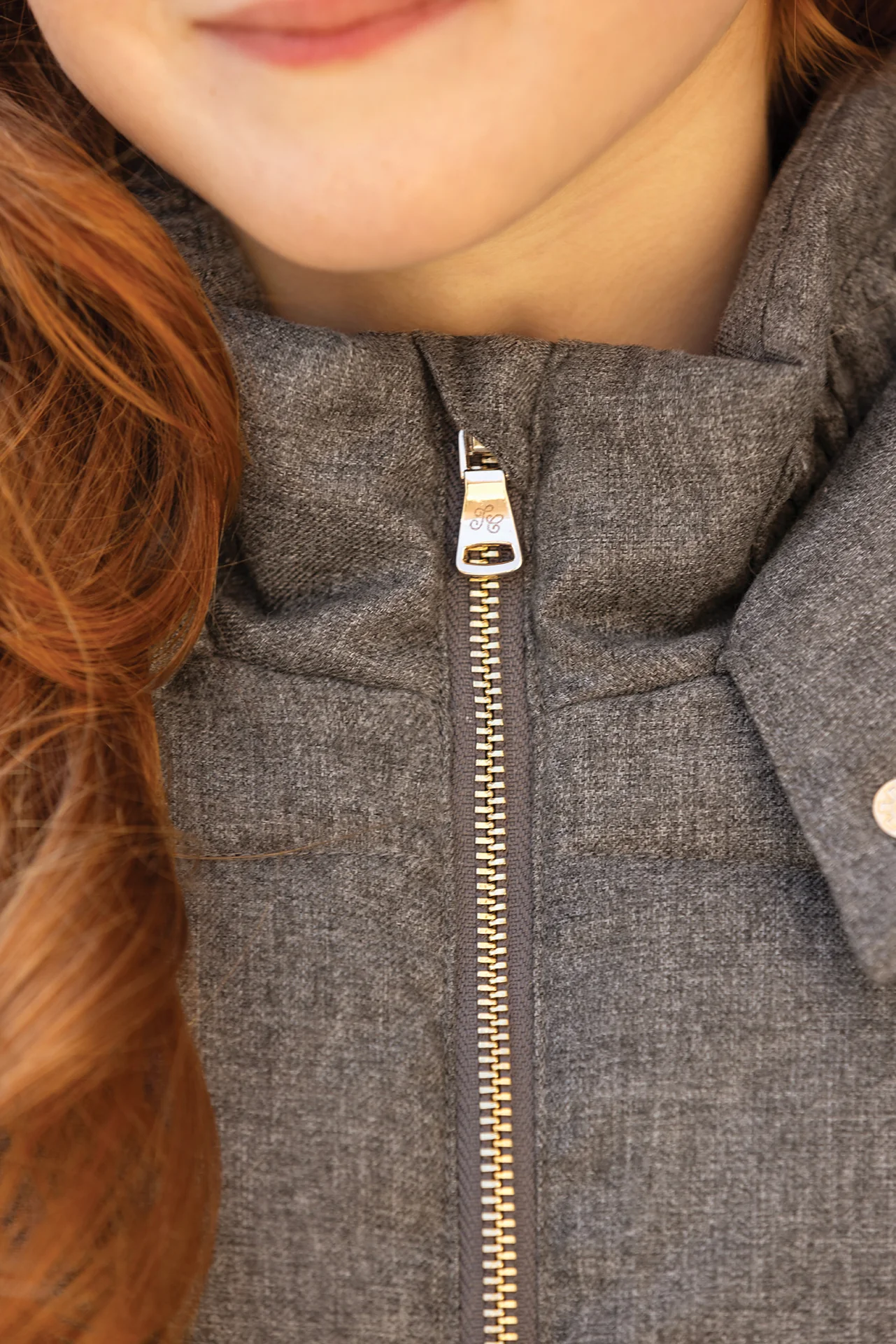 Manteau - Gris chiné capuche nœuds - Image 3