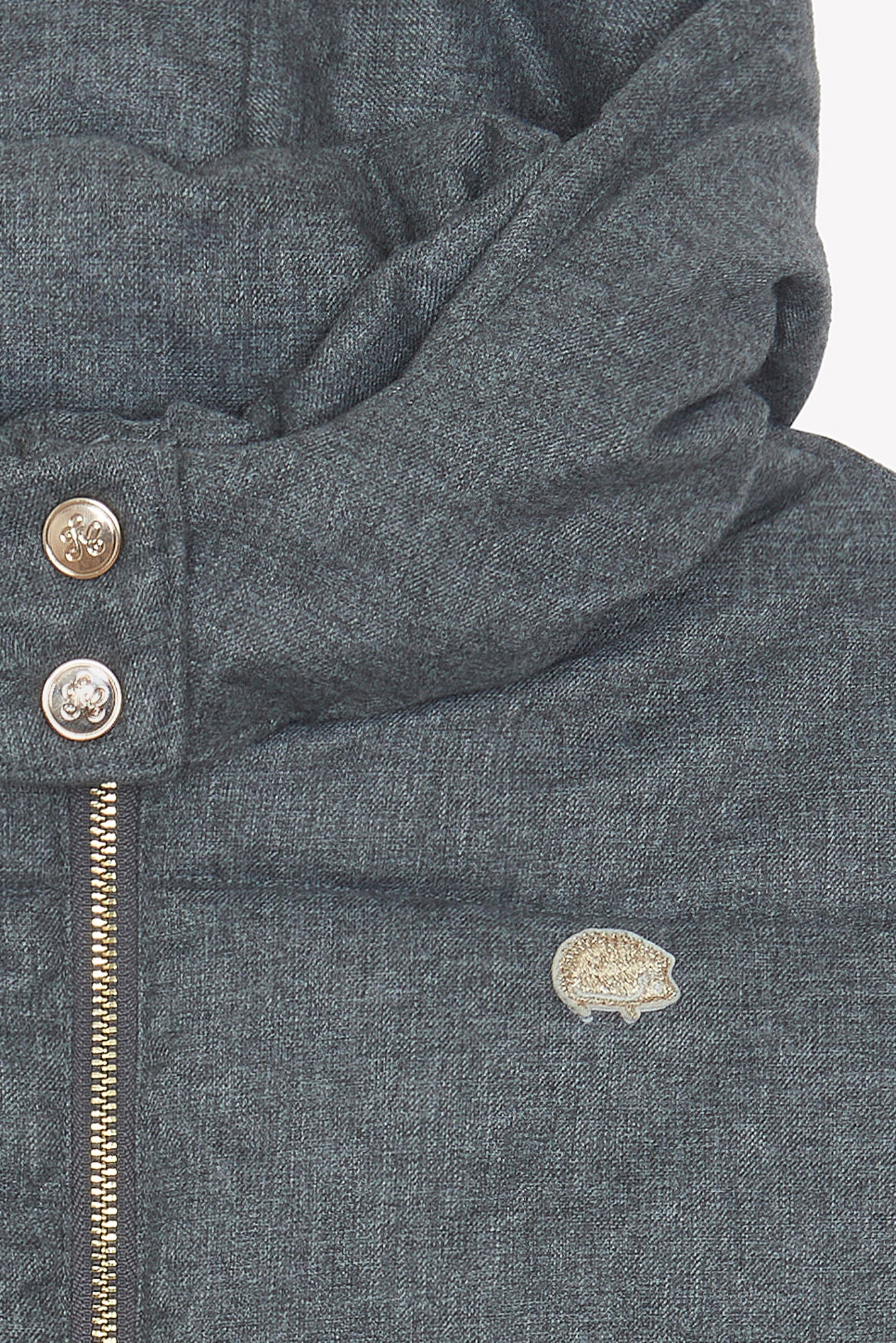 Manteau - Gris chiné capuche nœuds - Image 7