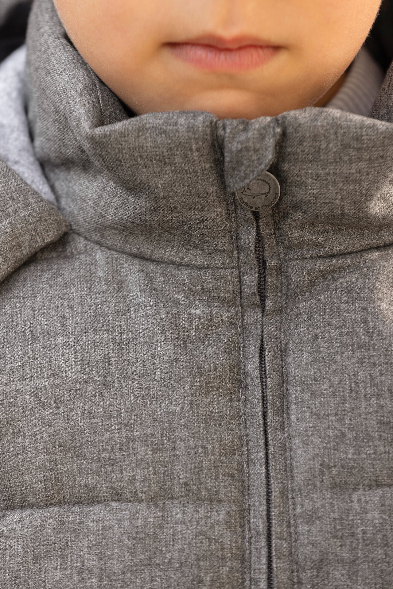 Doudoune - Gris chiné capuche matelassée - Image 3