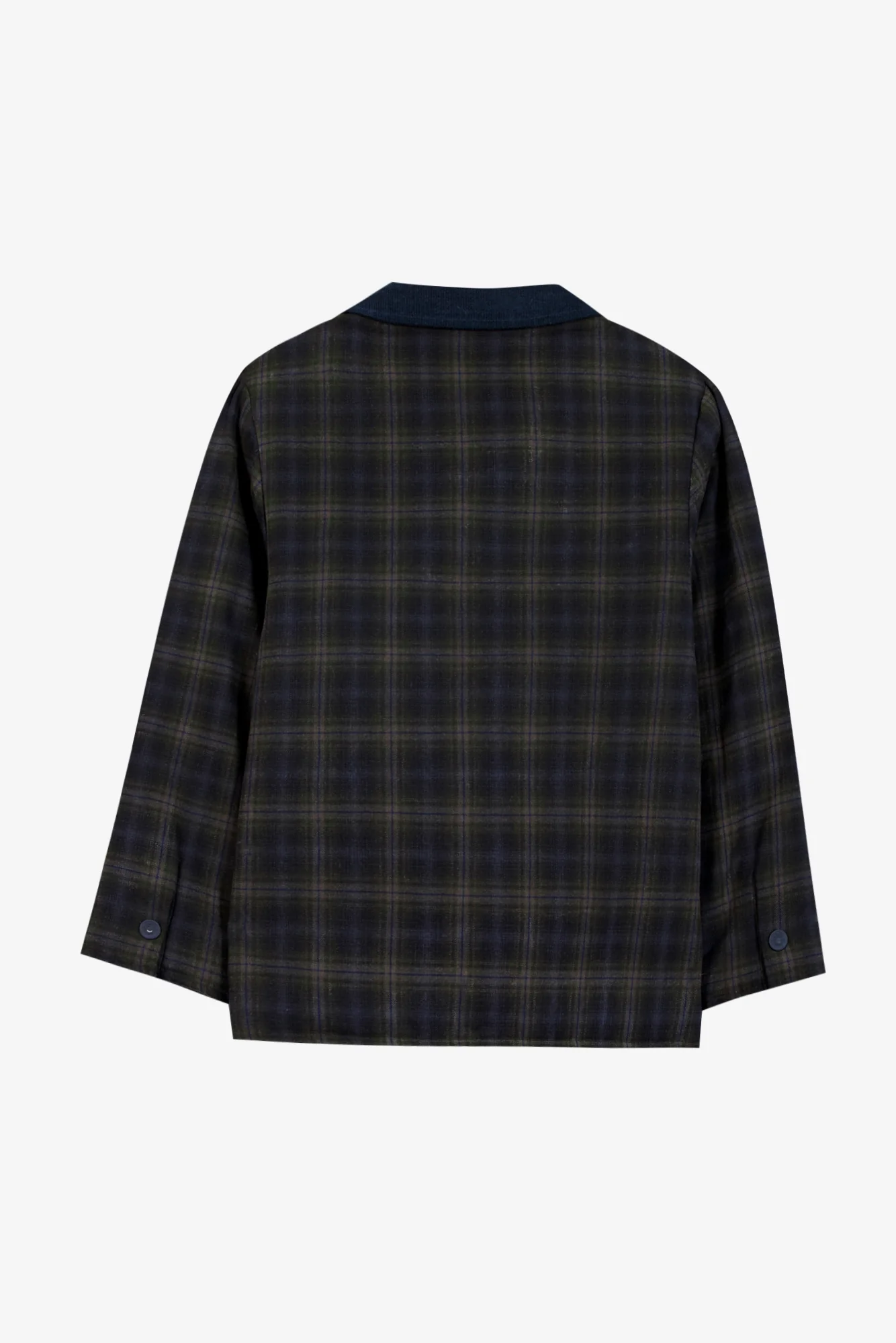 Veste - Marine coton col claudine tartan - Image 5