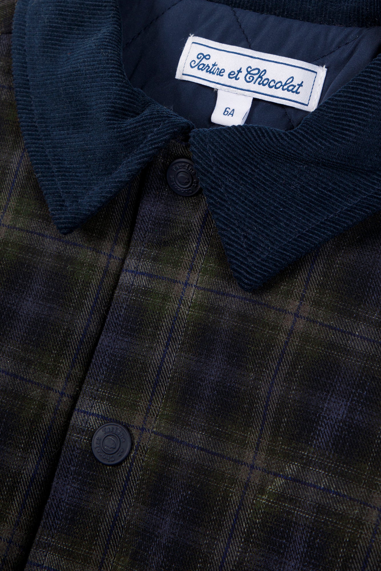 Veste - Marine coton col claudine tartan - Image 6