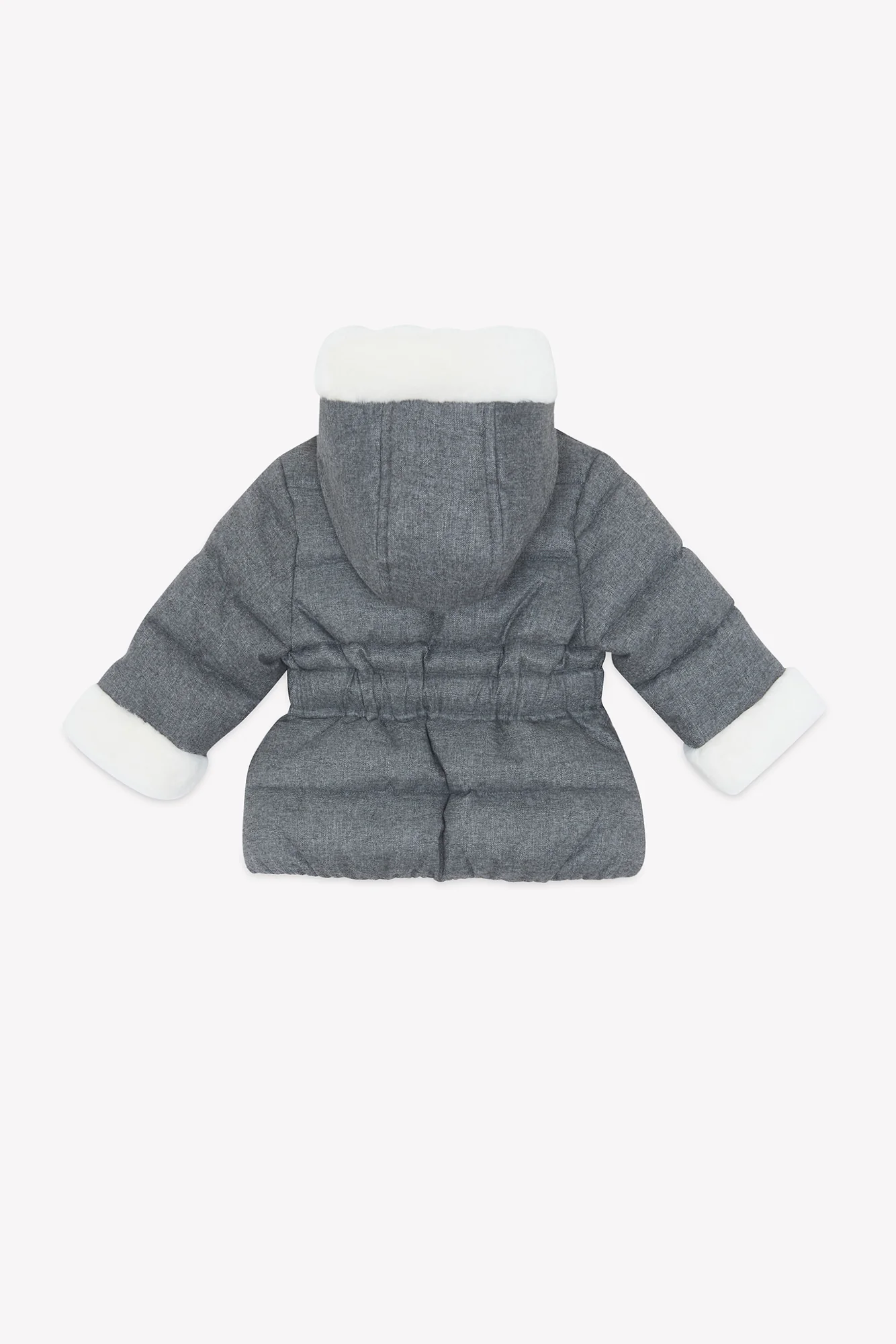 Manteau - Gris chiné capuche imitation fourrure - Image 8