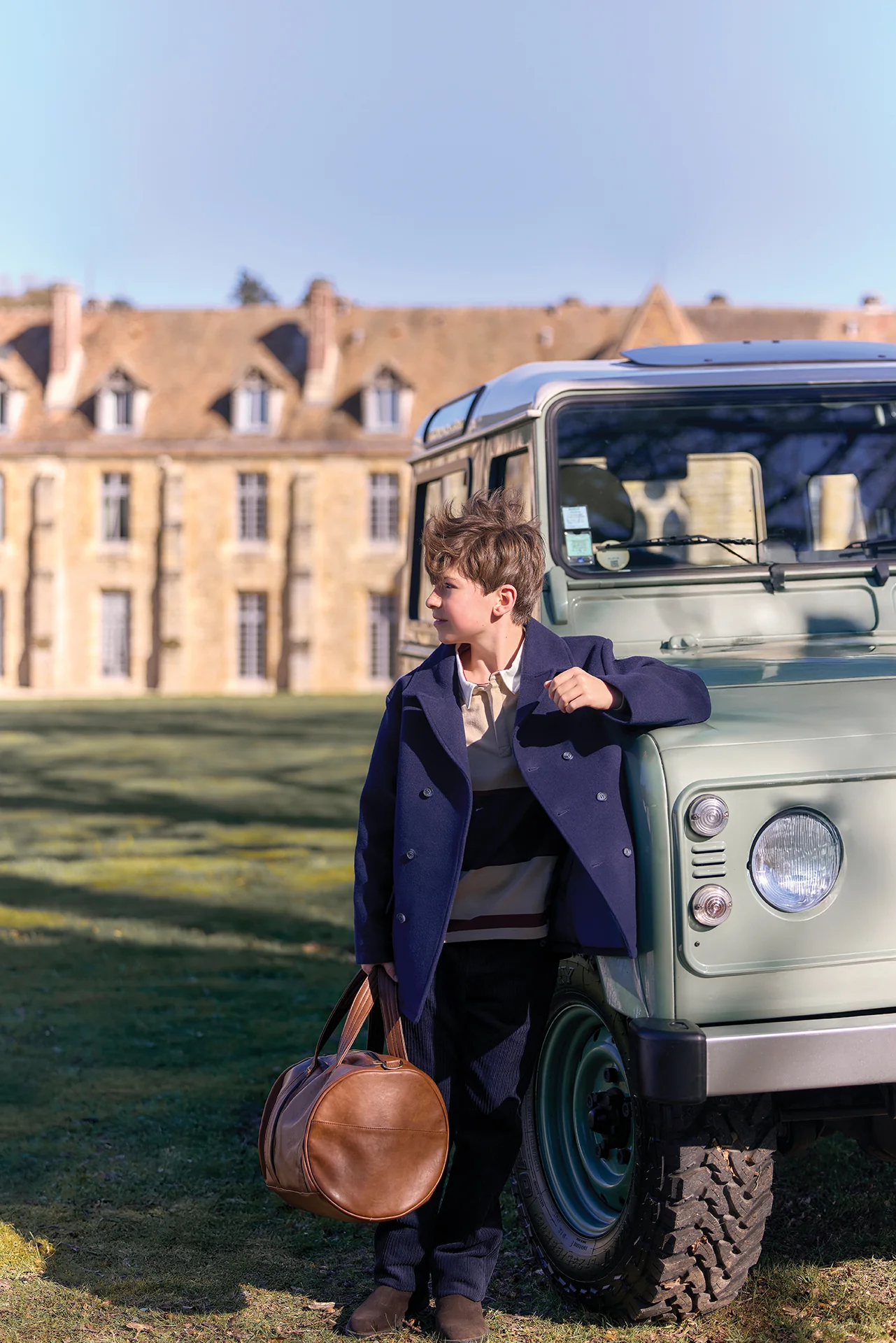 Manteau - Marine laine col châle - Image 2