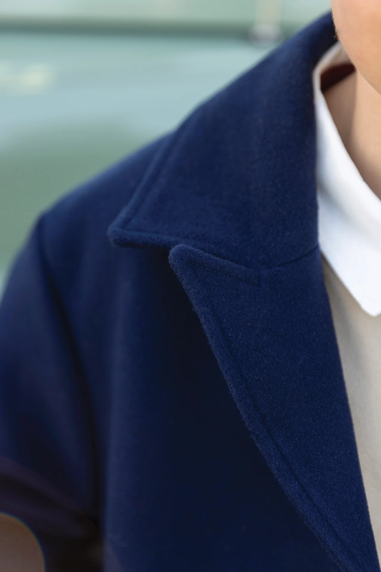 Manteau - Marine laine col châle - Image 3