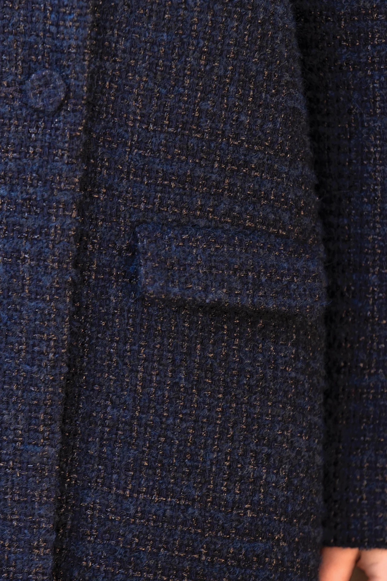Manteau - Marine tweed col claudine - Image 4