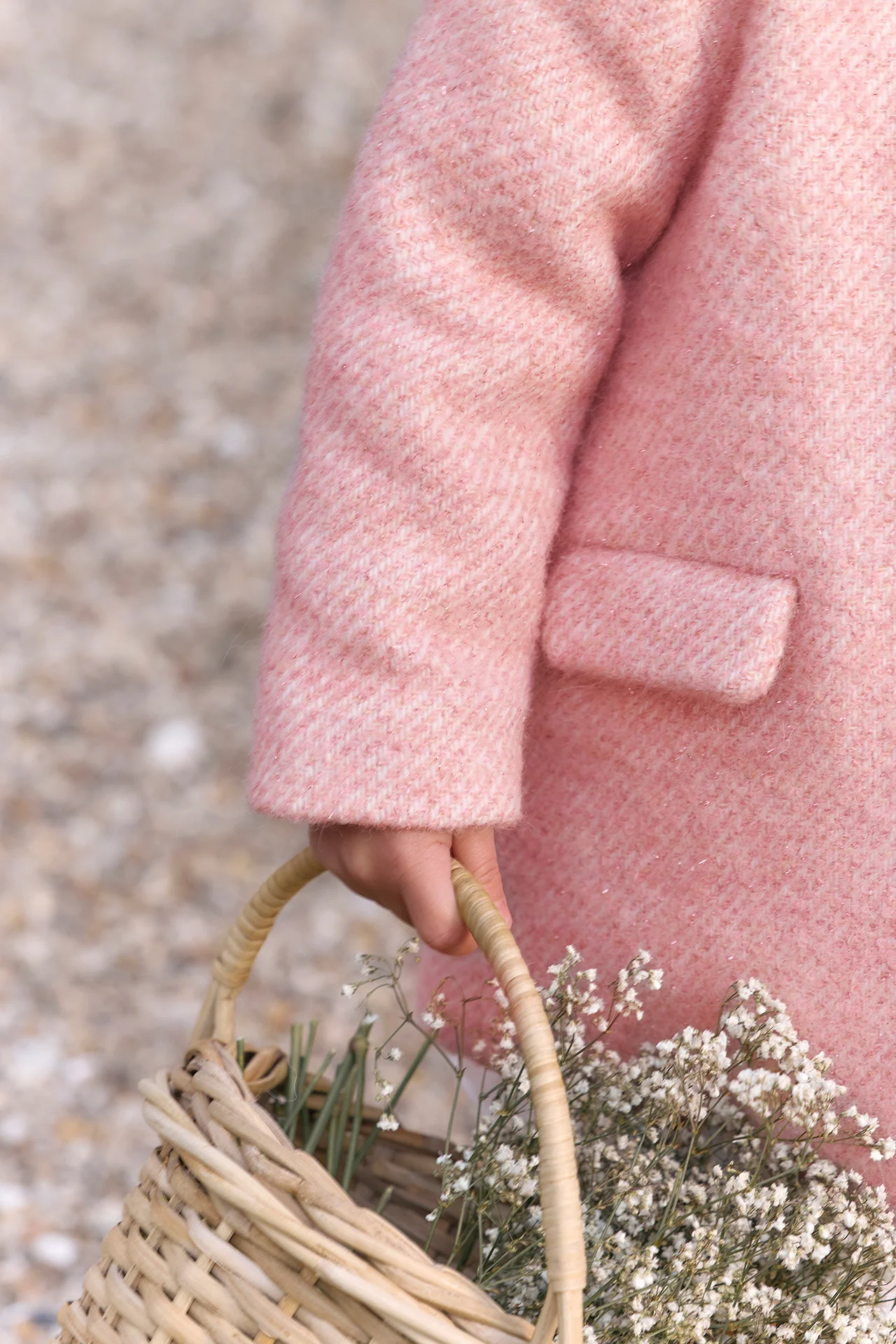 Manteau - Rosée laine col imitation fourrure - Image 3