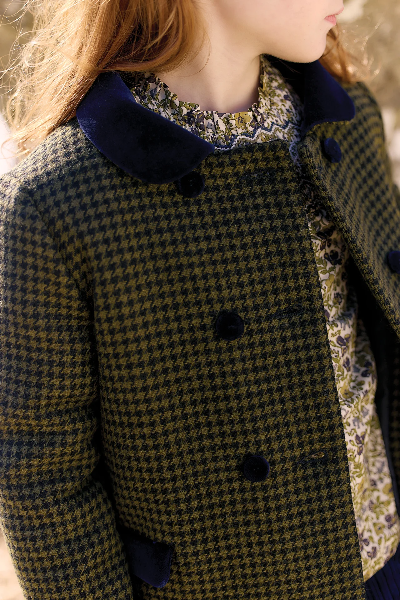 Manteau - Olive laine pied de poule - Image 3