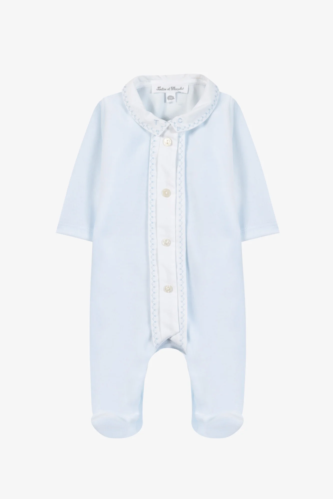 Pyjama - Ecru velours col pointu