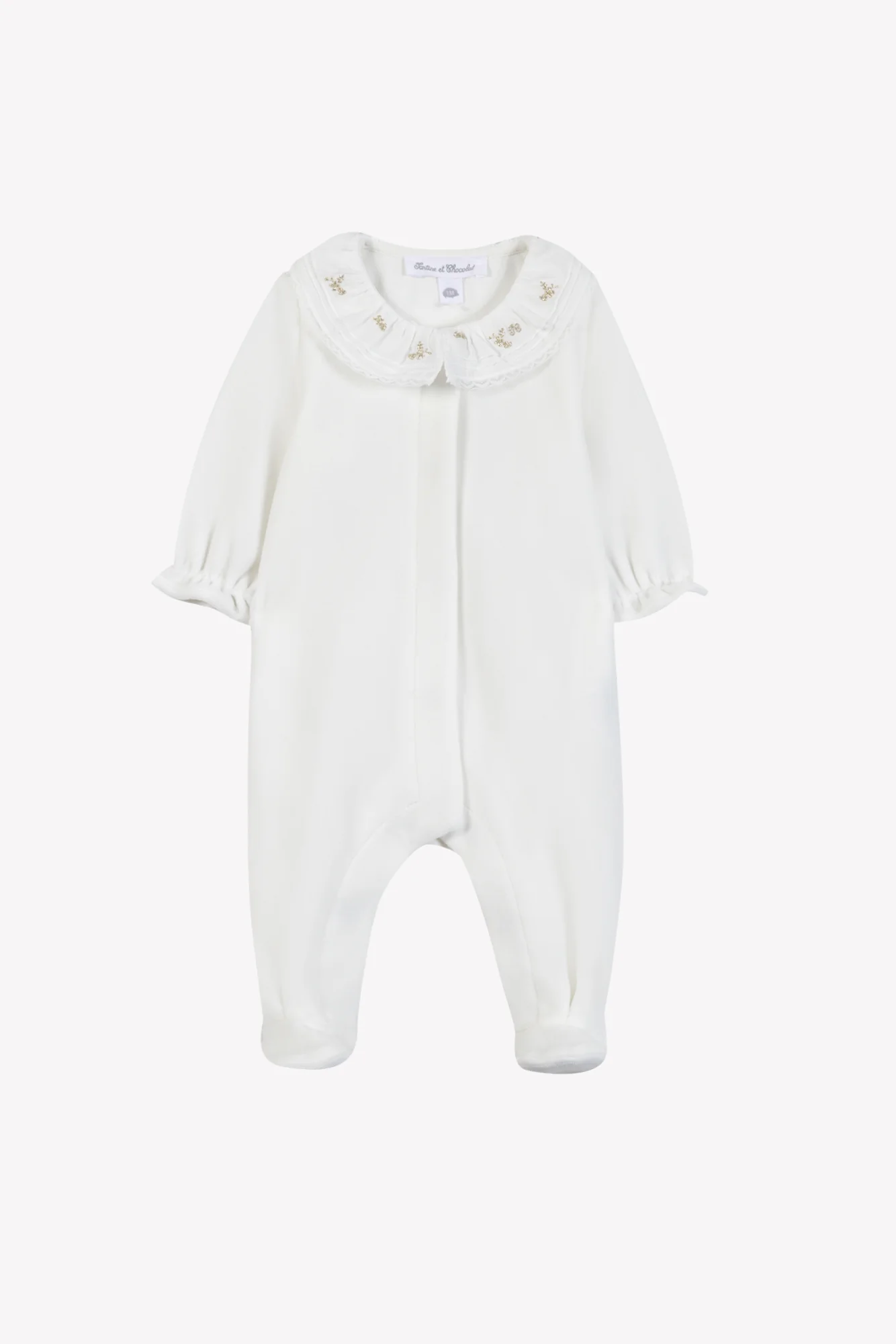 Pyjama - Ecru velours col volanté