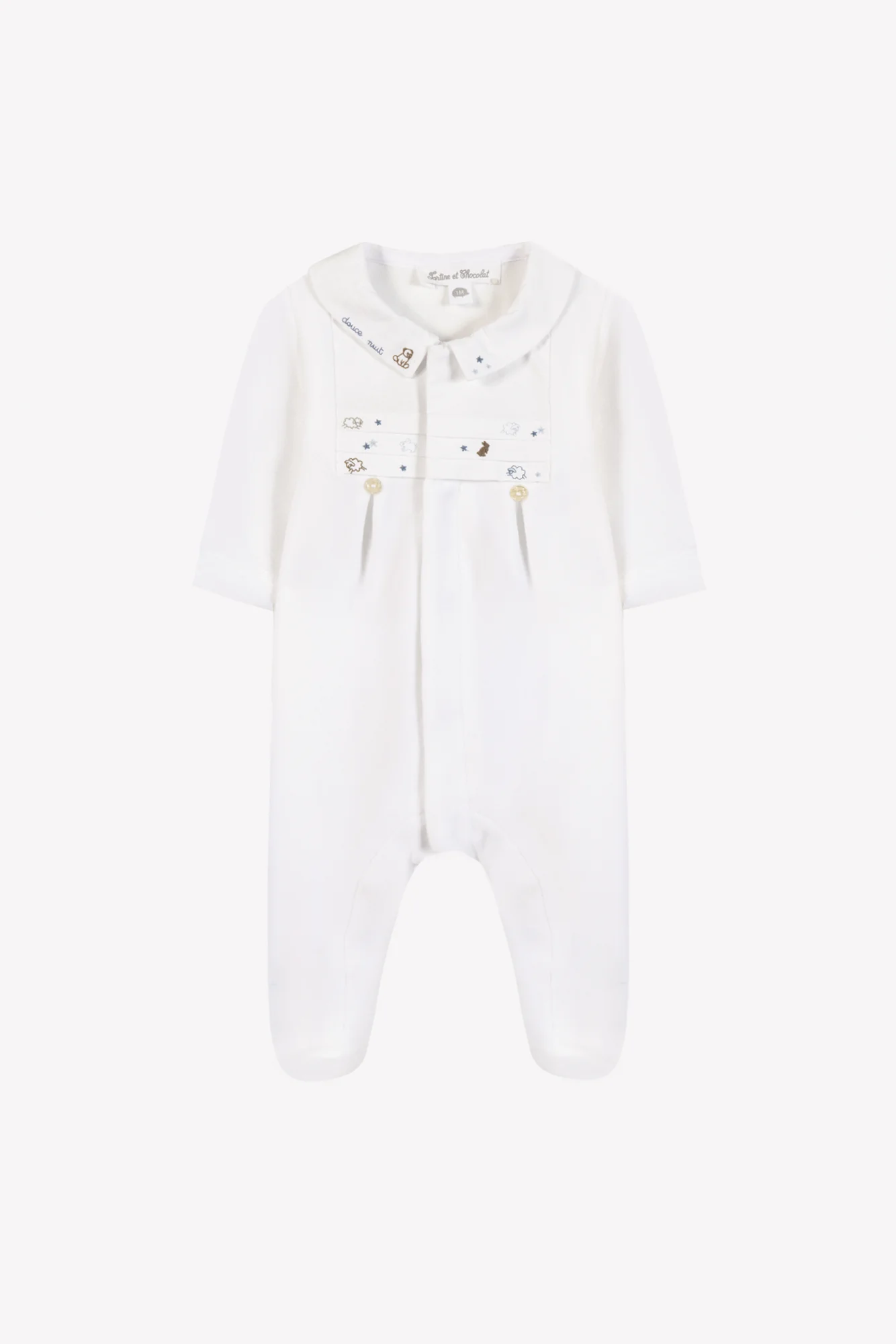 Pyjama - Blanc velours blanc brodé