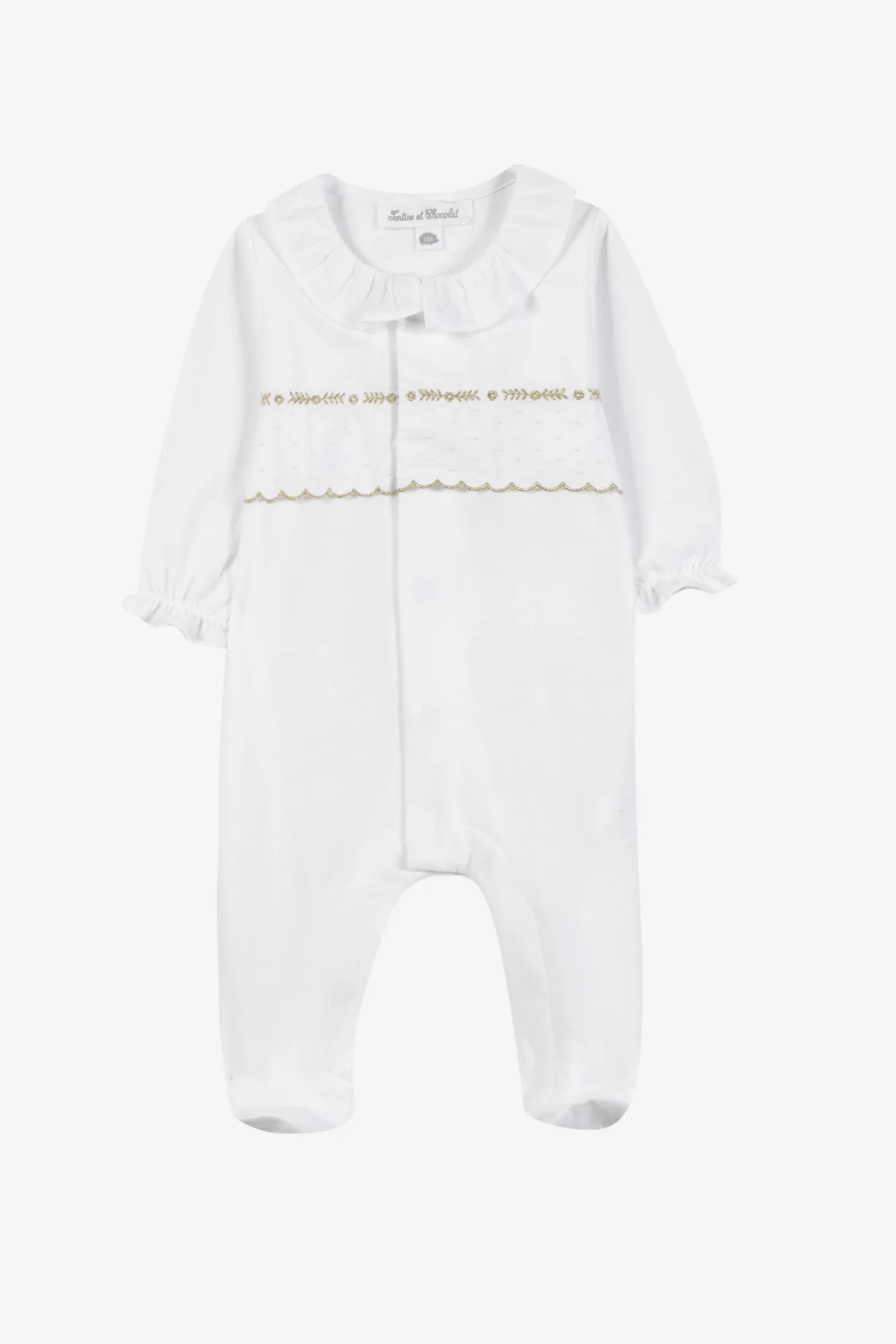 Pyjama - Blanc coton festonné