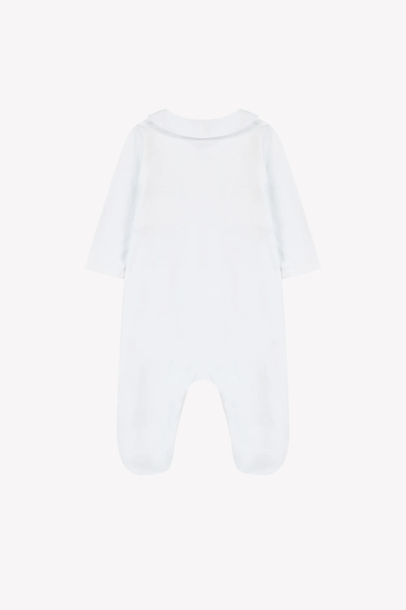 Pyjama - Blanc coton col pointu broderie - Image 2
