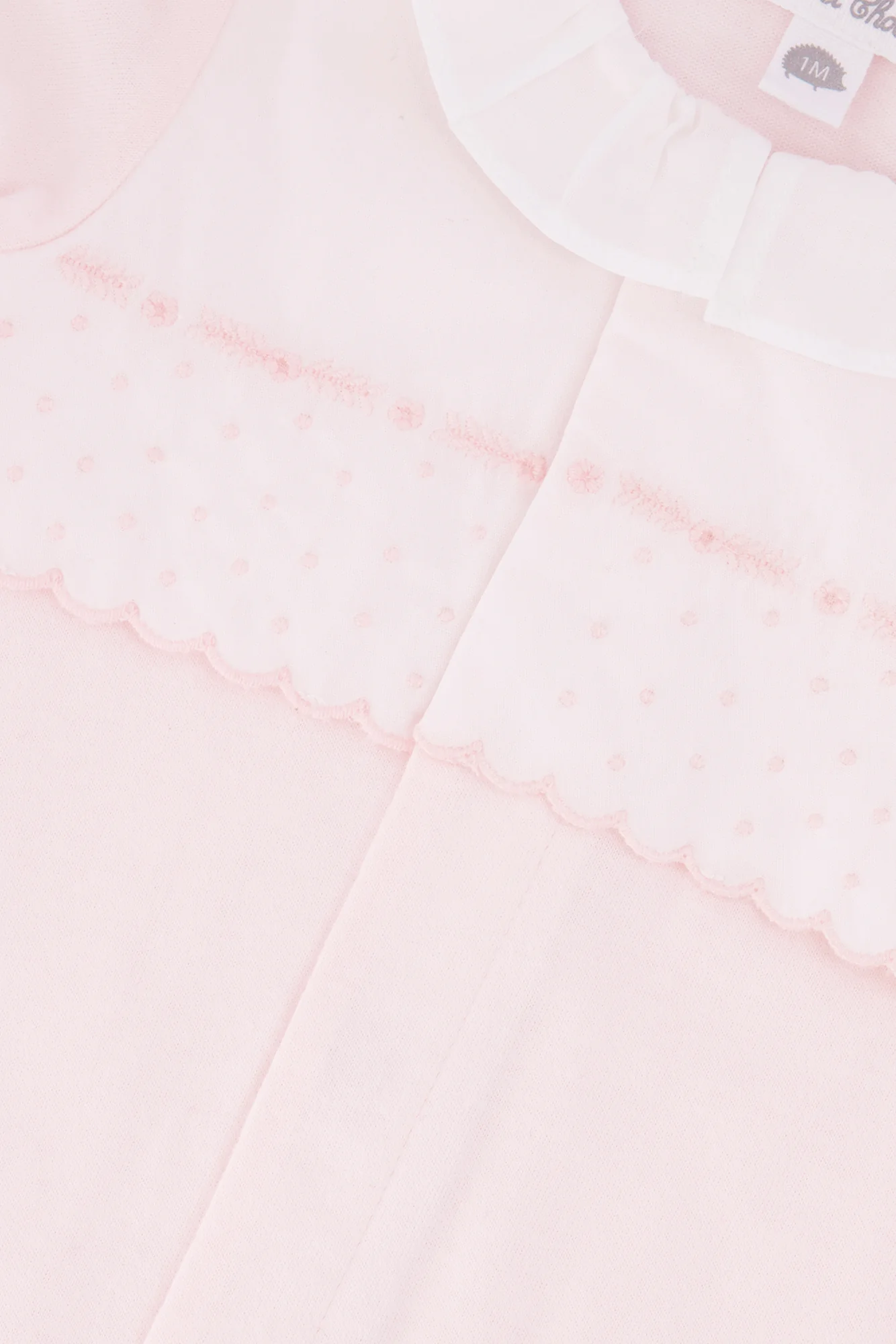 Pyjama - Rose pâle coton col Claudine froncé - Image 3