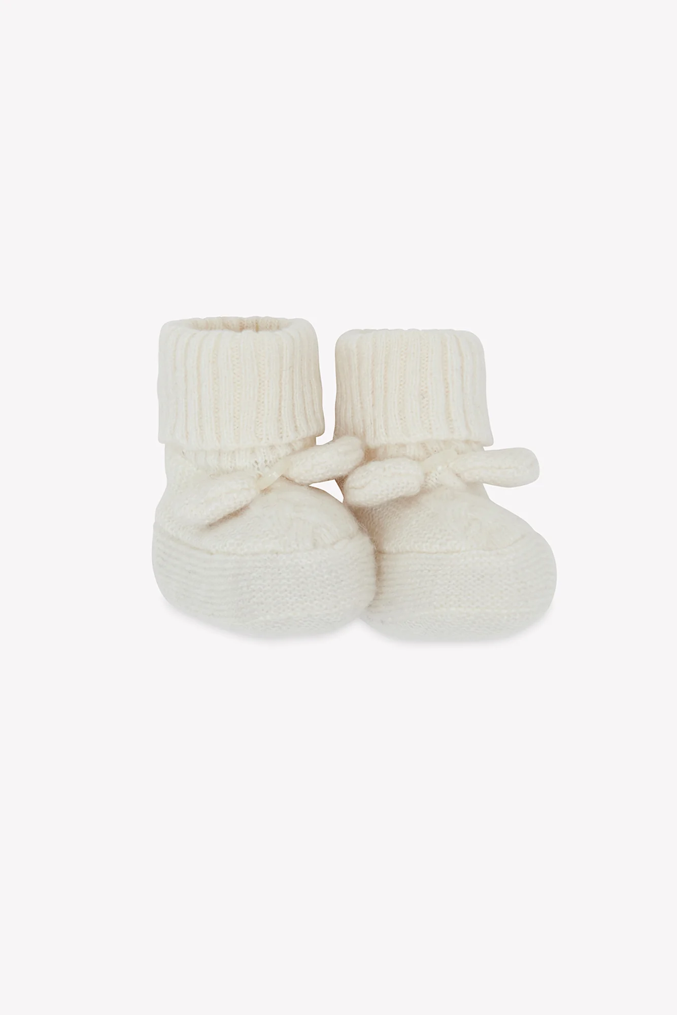 Chaussons - Ecru laine cachemire maille tressée