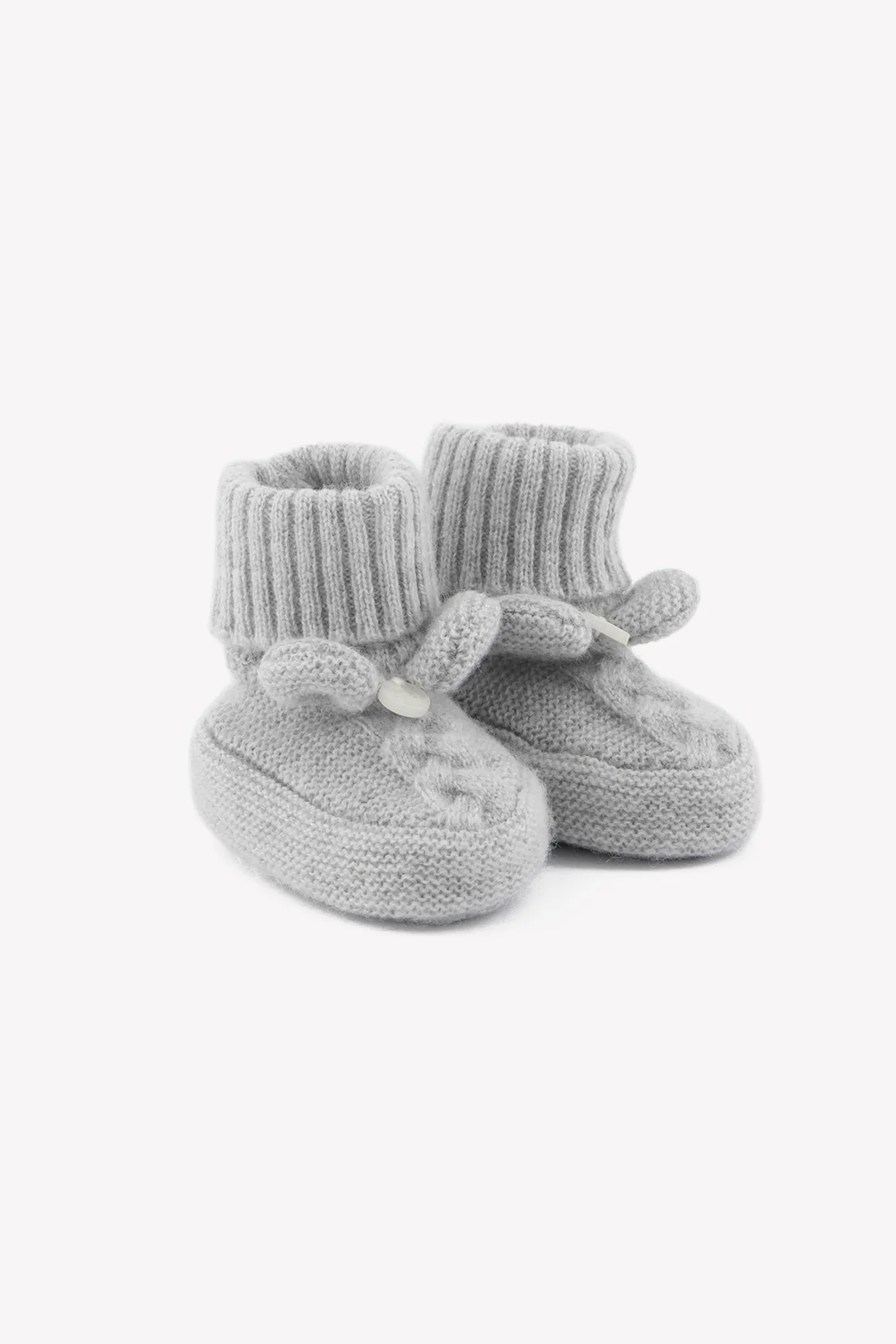 Chaussons - Gris chiné laine cachemire maille tressée