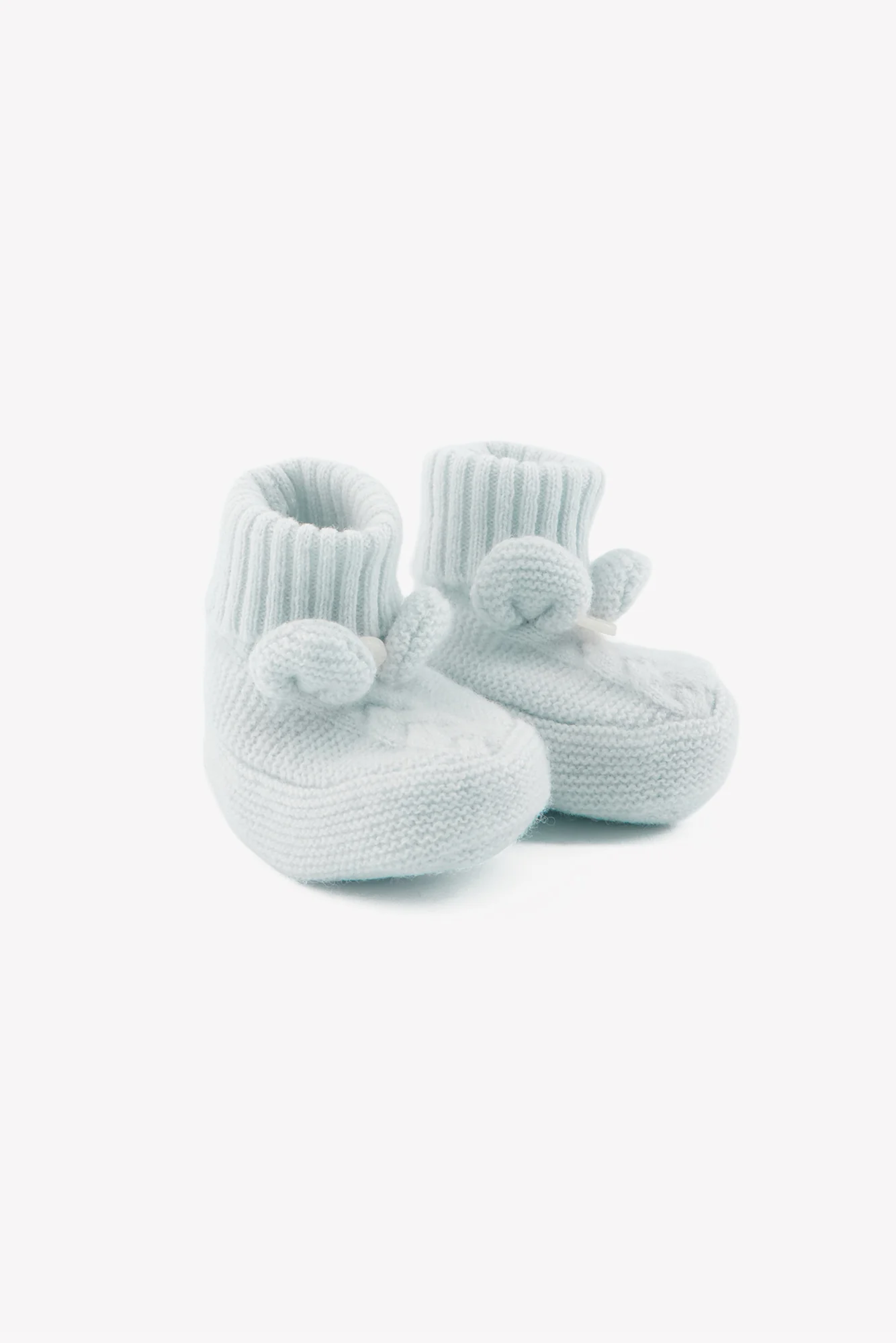 Chaussons - Bleu ciel laine cachemire maille tressée