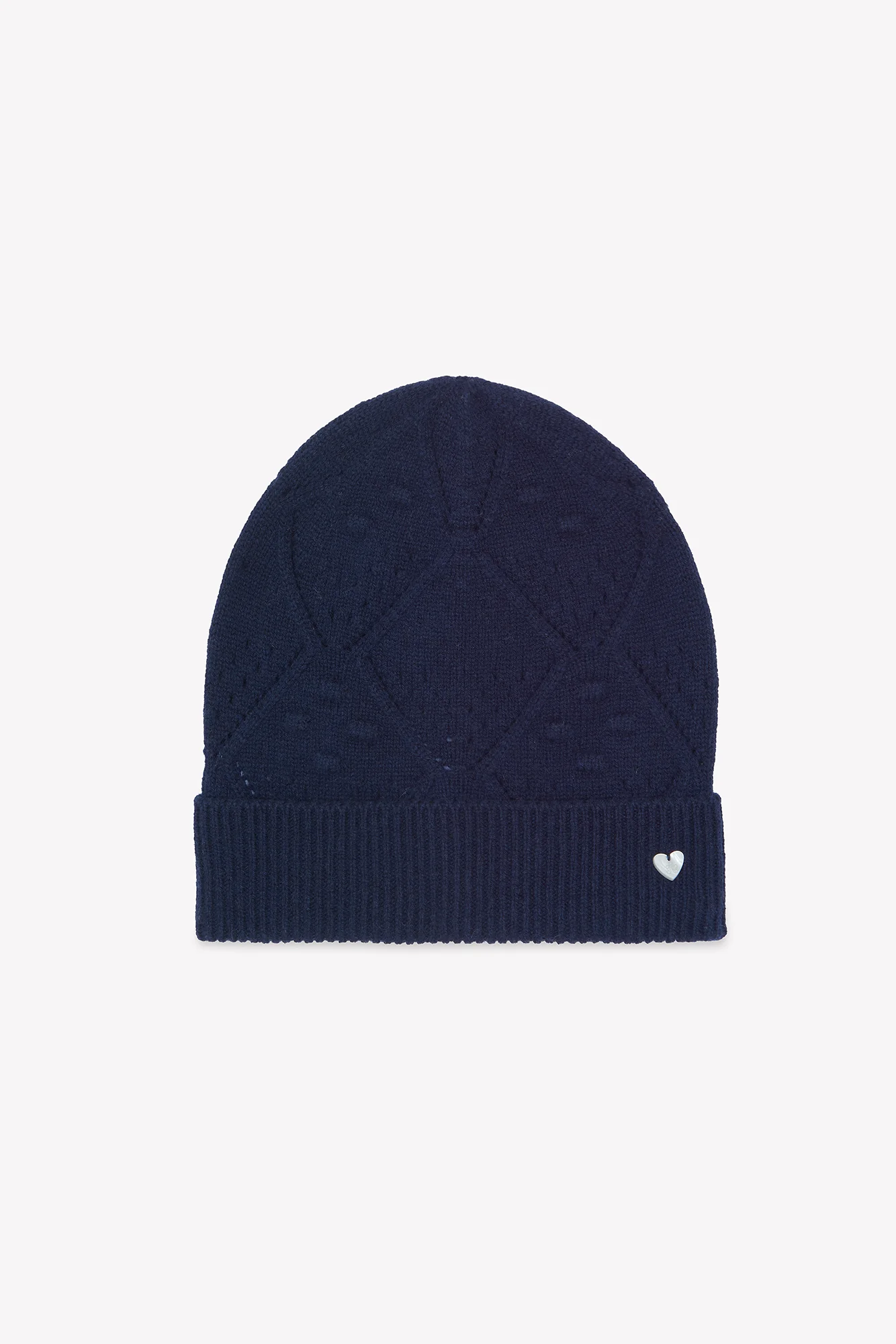 Bonnet - Marine laine maille tricot ajourée