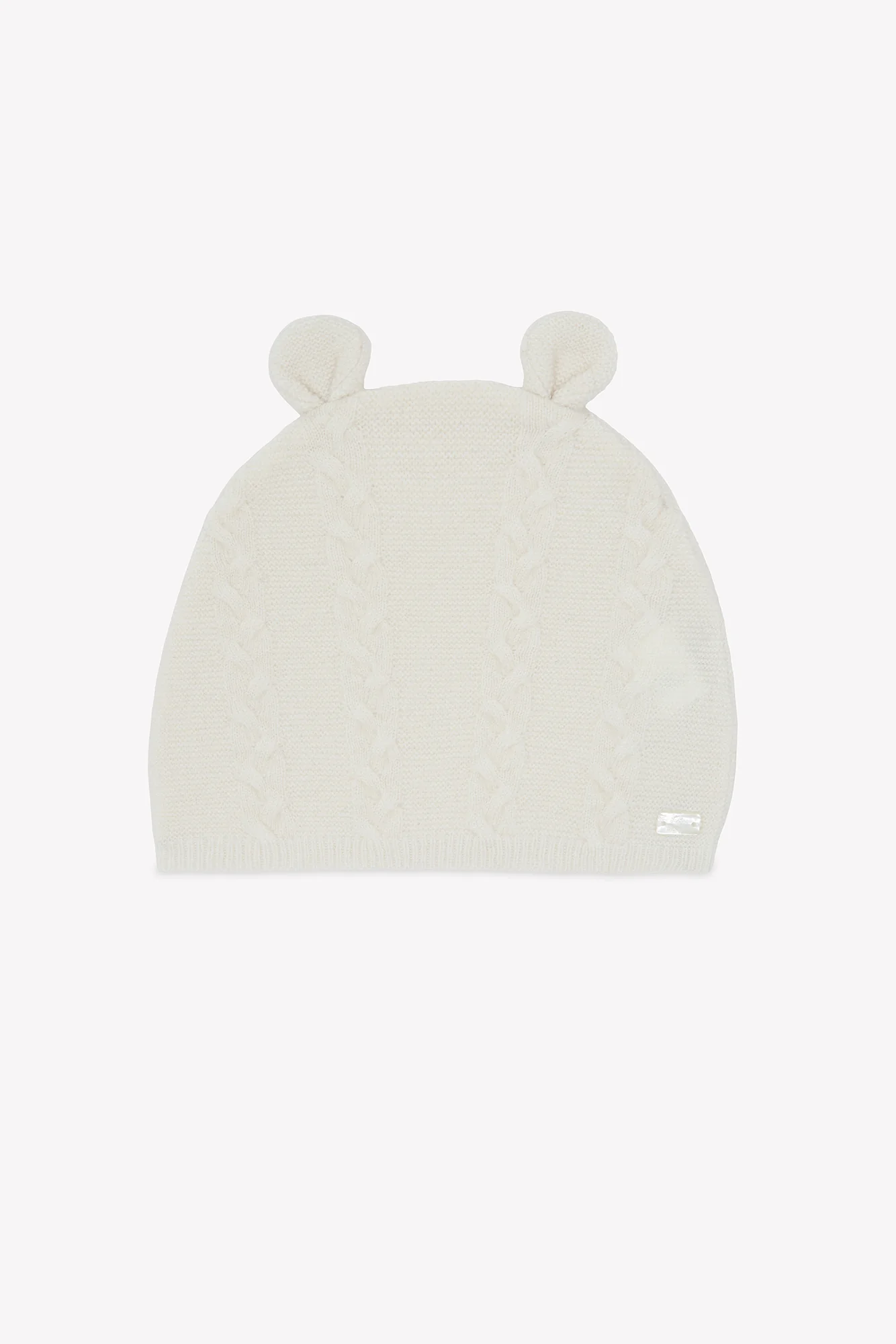 Bonnet - Ecru laine cachemire petit ours