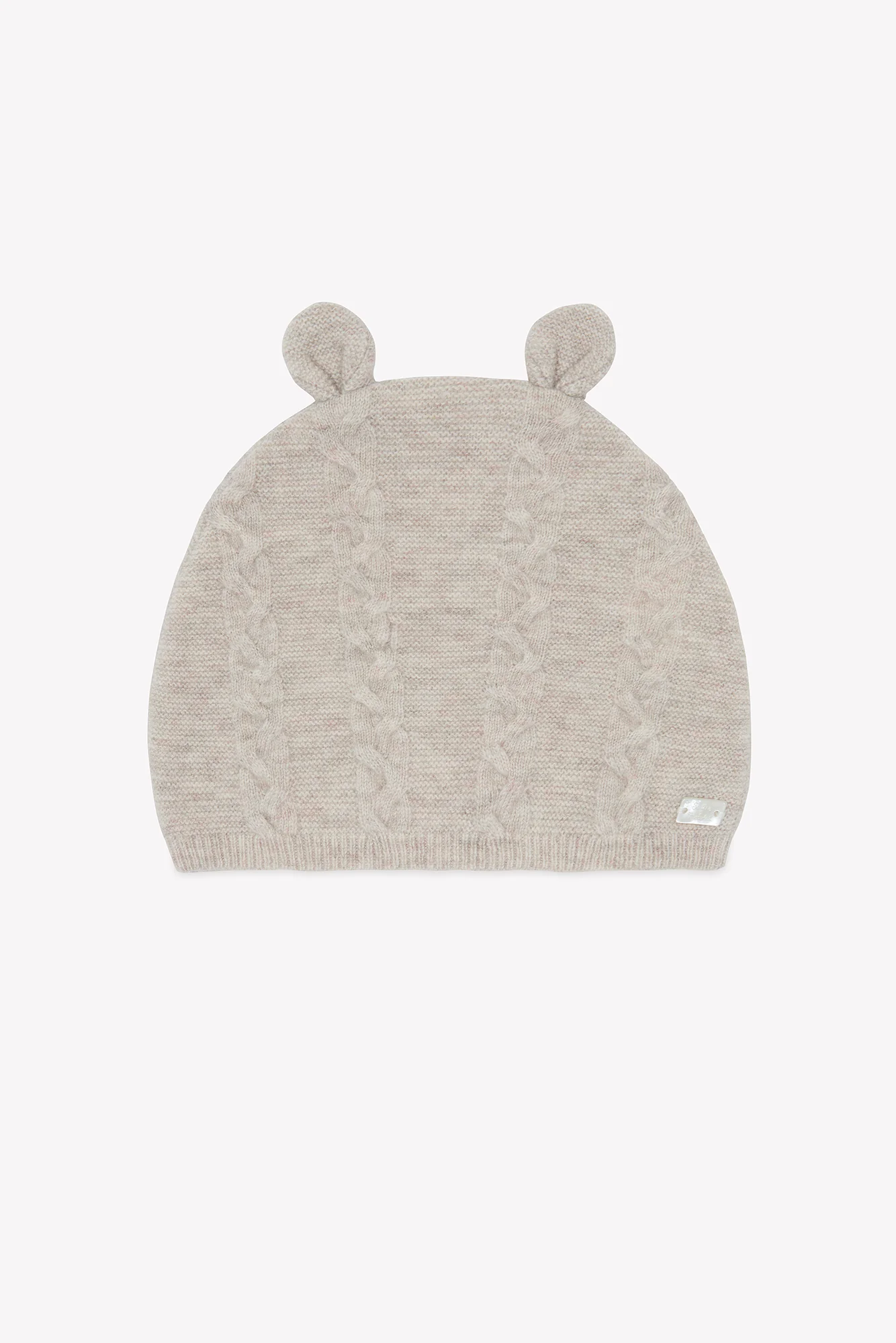 Bonnet - Beige chiné laine cachemire petit ours