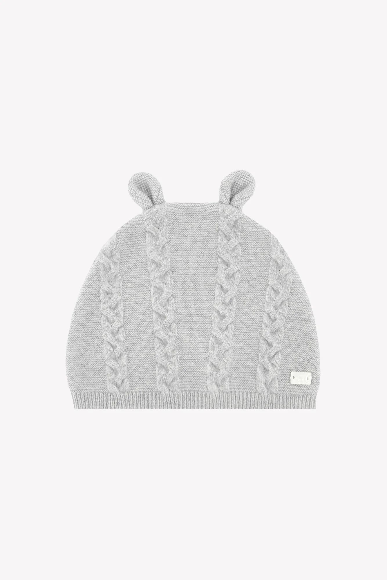 Bonnet - Gris chiné laine cachemire petit ours
