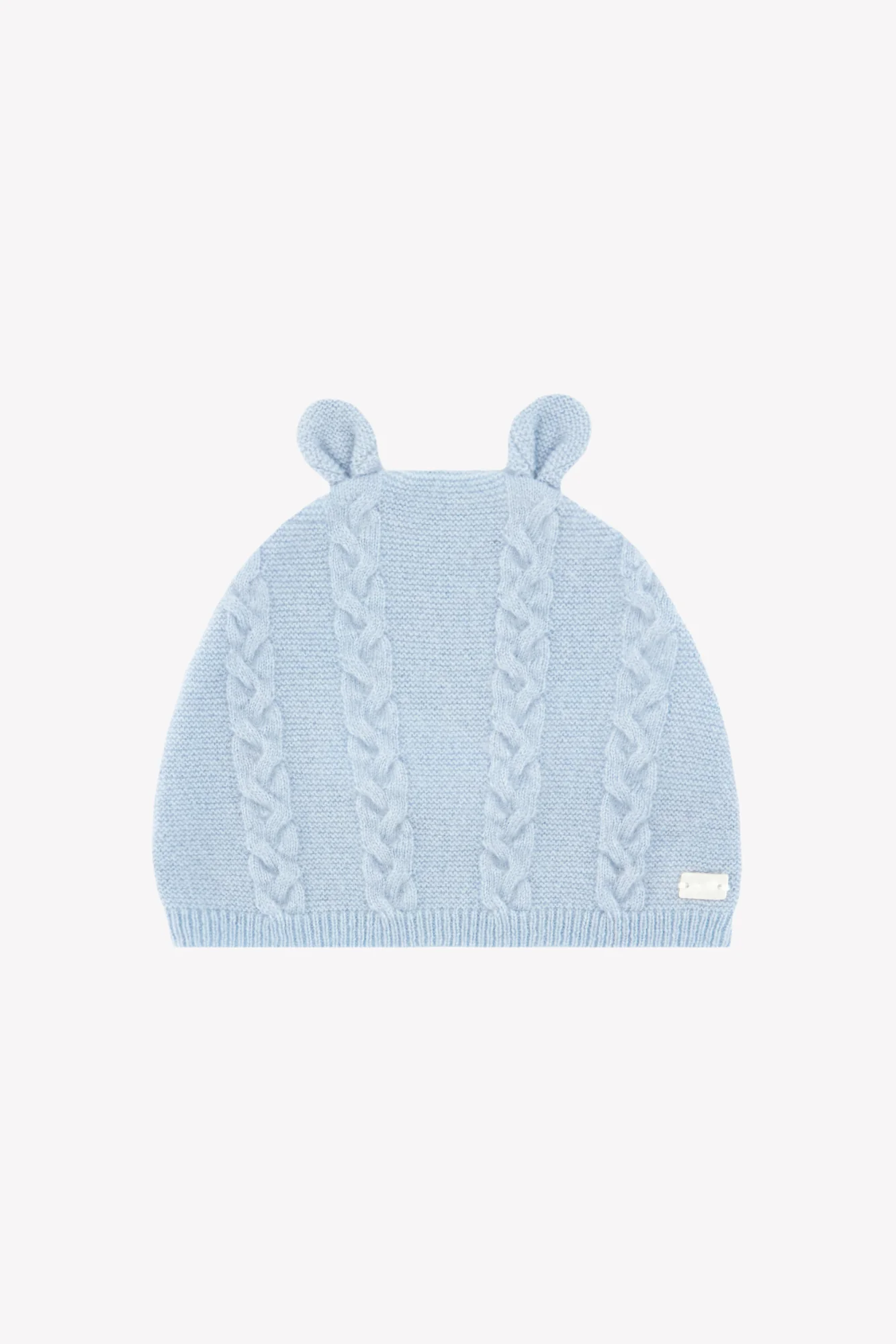 Bonnet - Bleu grisé laine cachemire petit ours