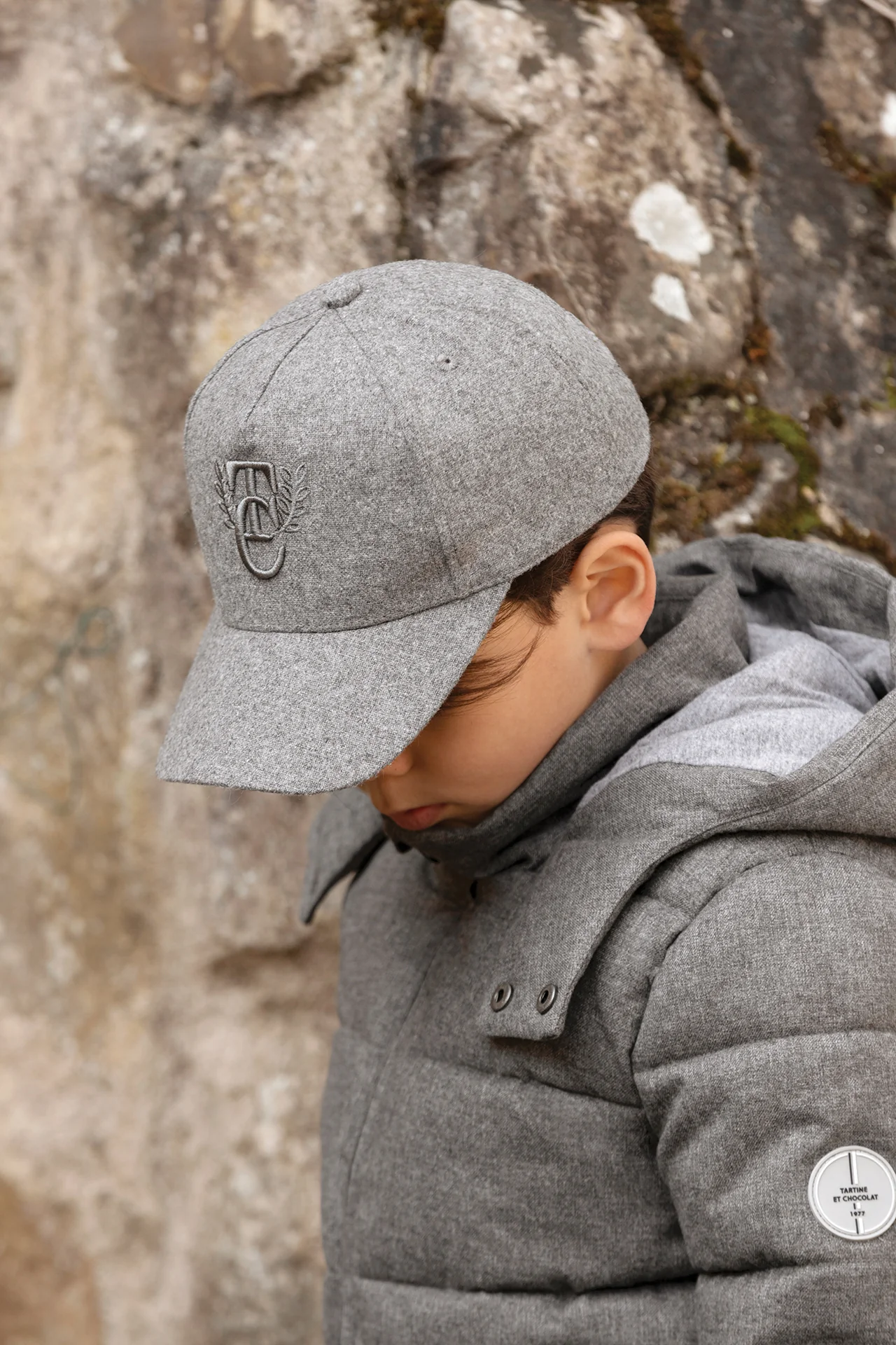 Casquette - Gris chiné laine broderie - Image 2