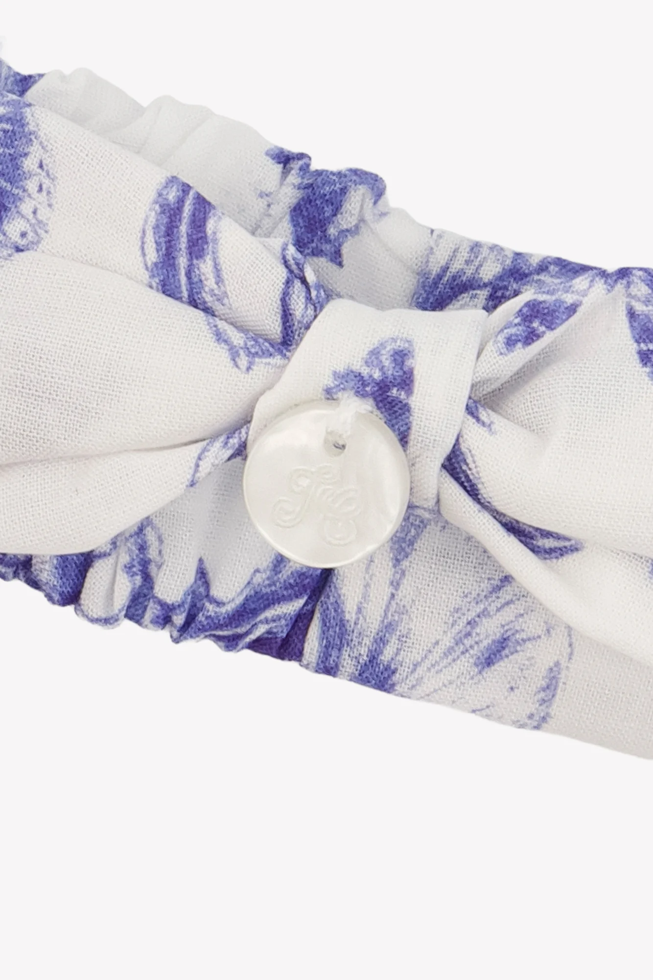 Bandeau - Bleu coton imprimé inspiration toile de jouy - Image 3