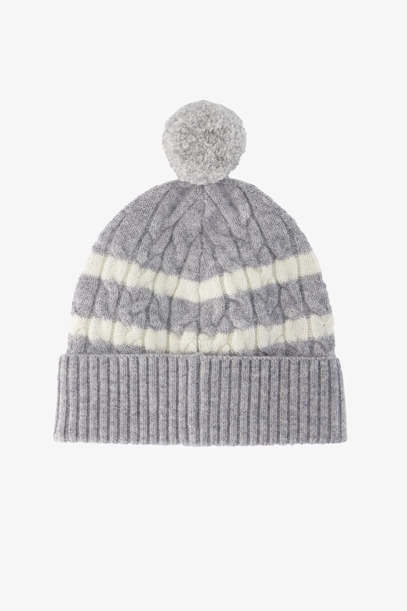 Bonnet - Gris chiné maille côtelée rayures - Image 2