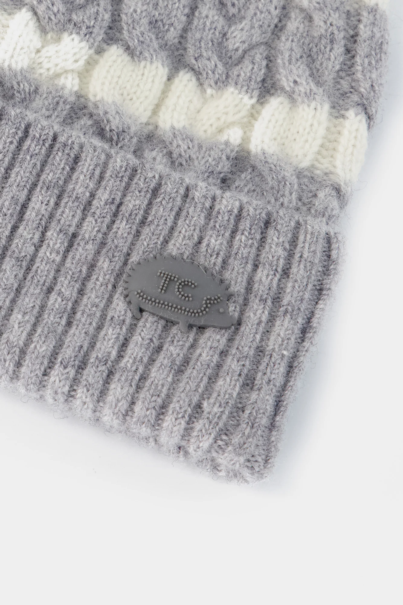 Bonnet - Gris chiné maille côtelée rayures - Image 3