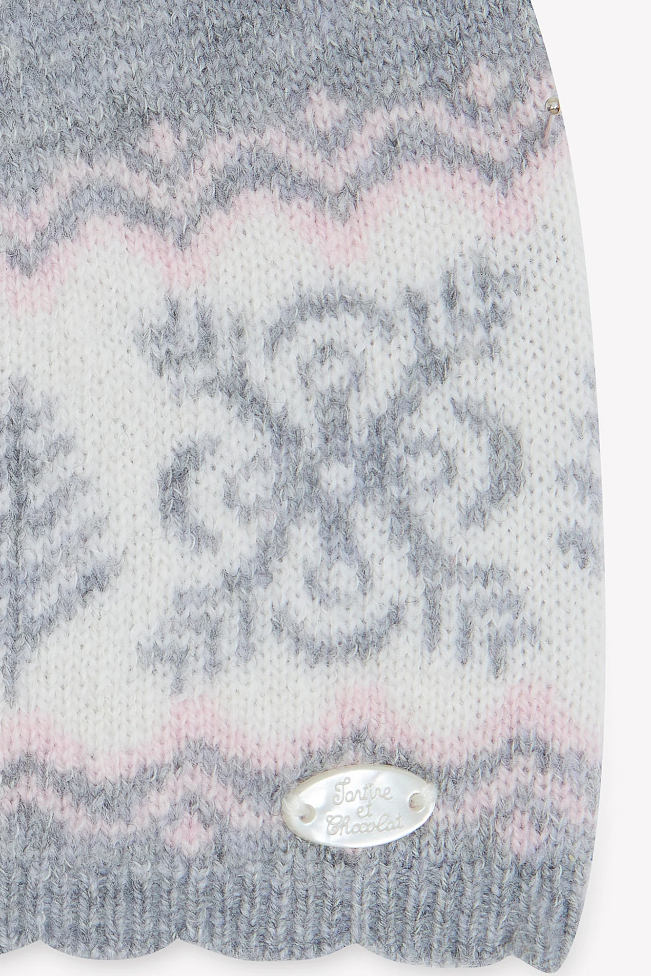 Bonnet - Gris moyen maille côtelée rayures - Image 2