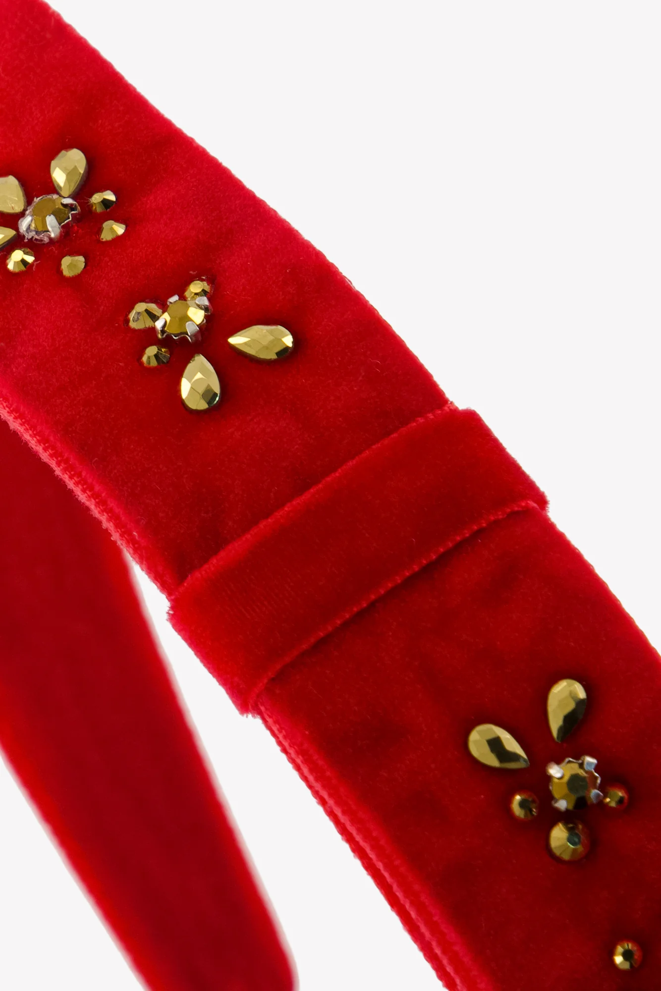 Serre-tête - Cerise velours sequins - Image 2